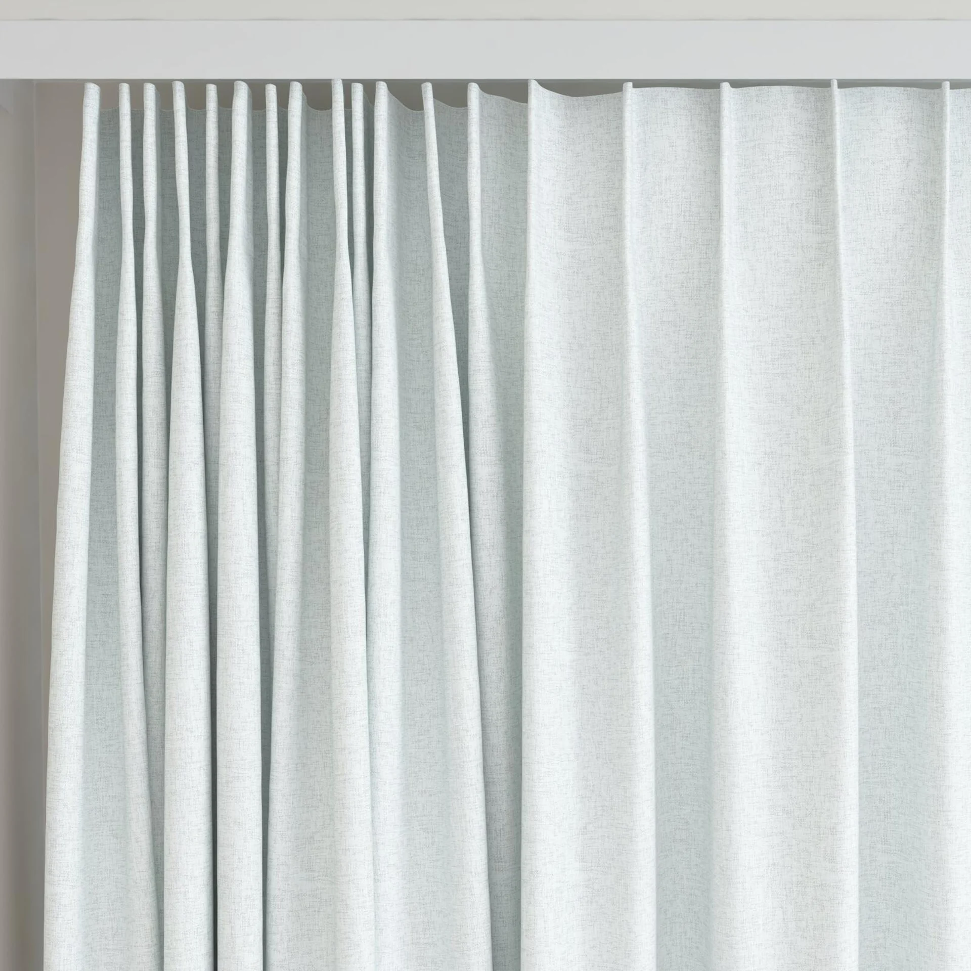 Top view of Retreat II Pebble, on curtain rail