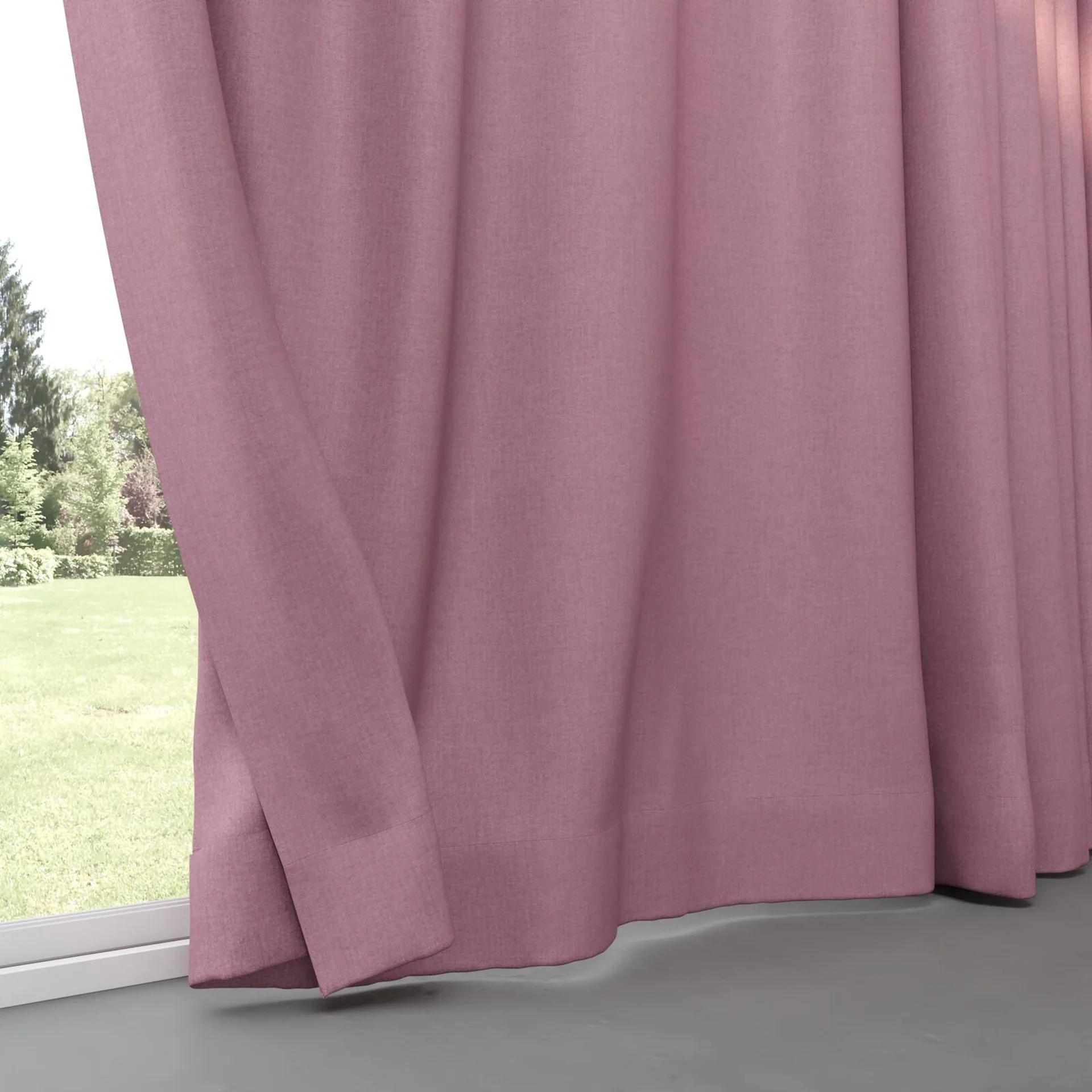 Bottom view of Cushy Orchid, pinch pleat