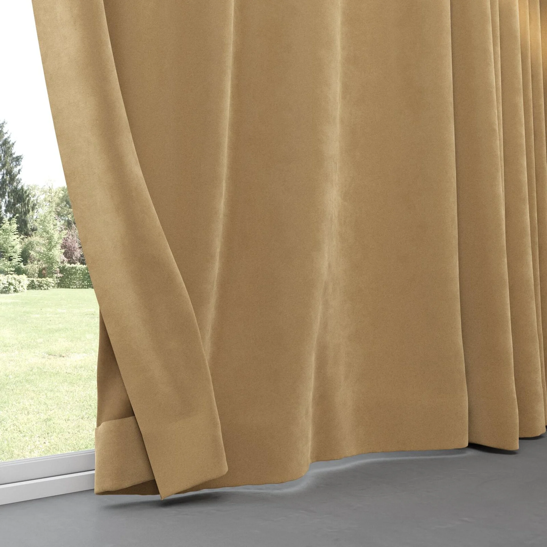 Bottom view of Lux Velvet Coffee 8407, pinch pleat