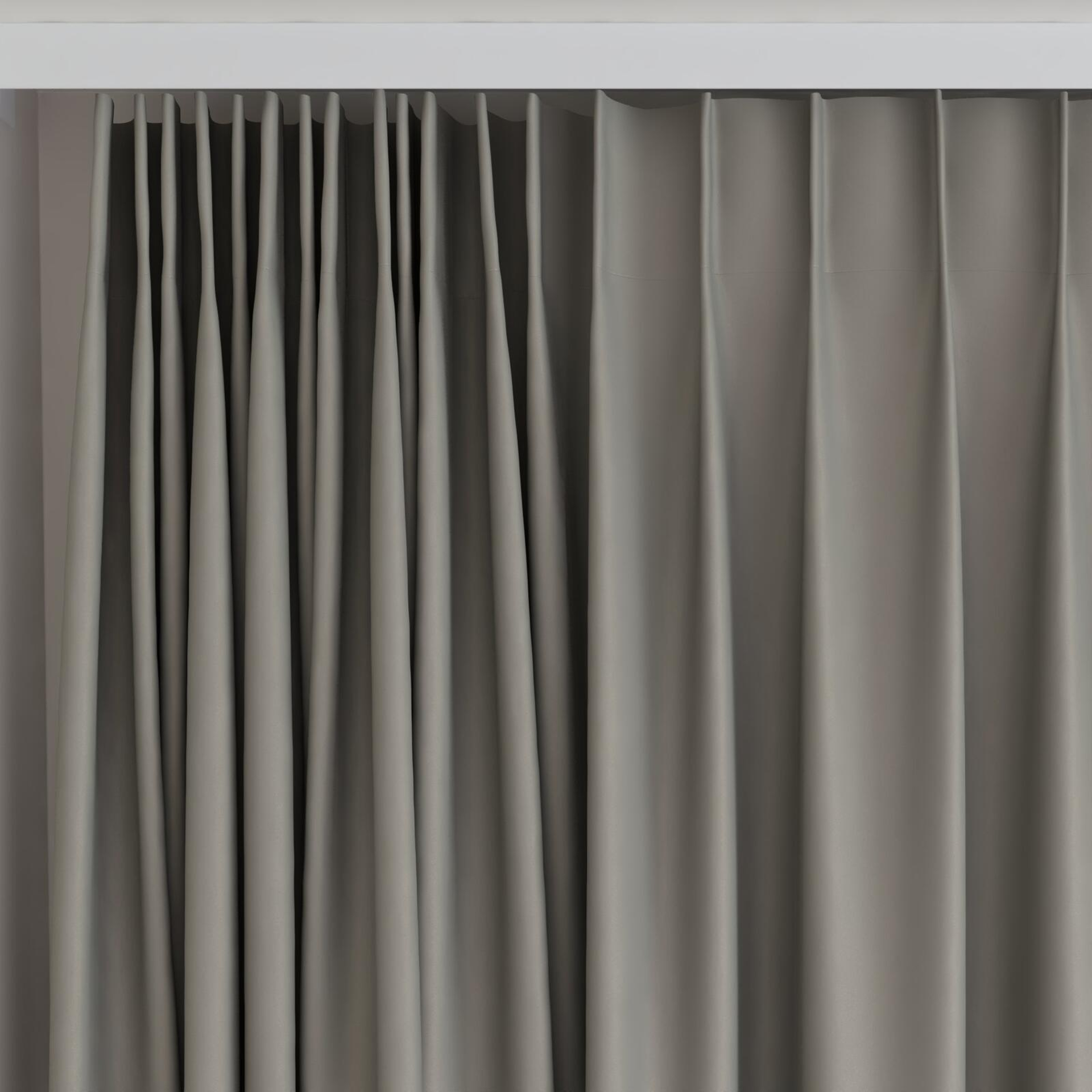 Top view of Blockbuster Charcoal, on curtain rail