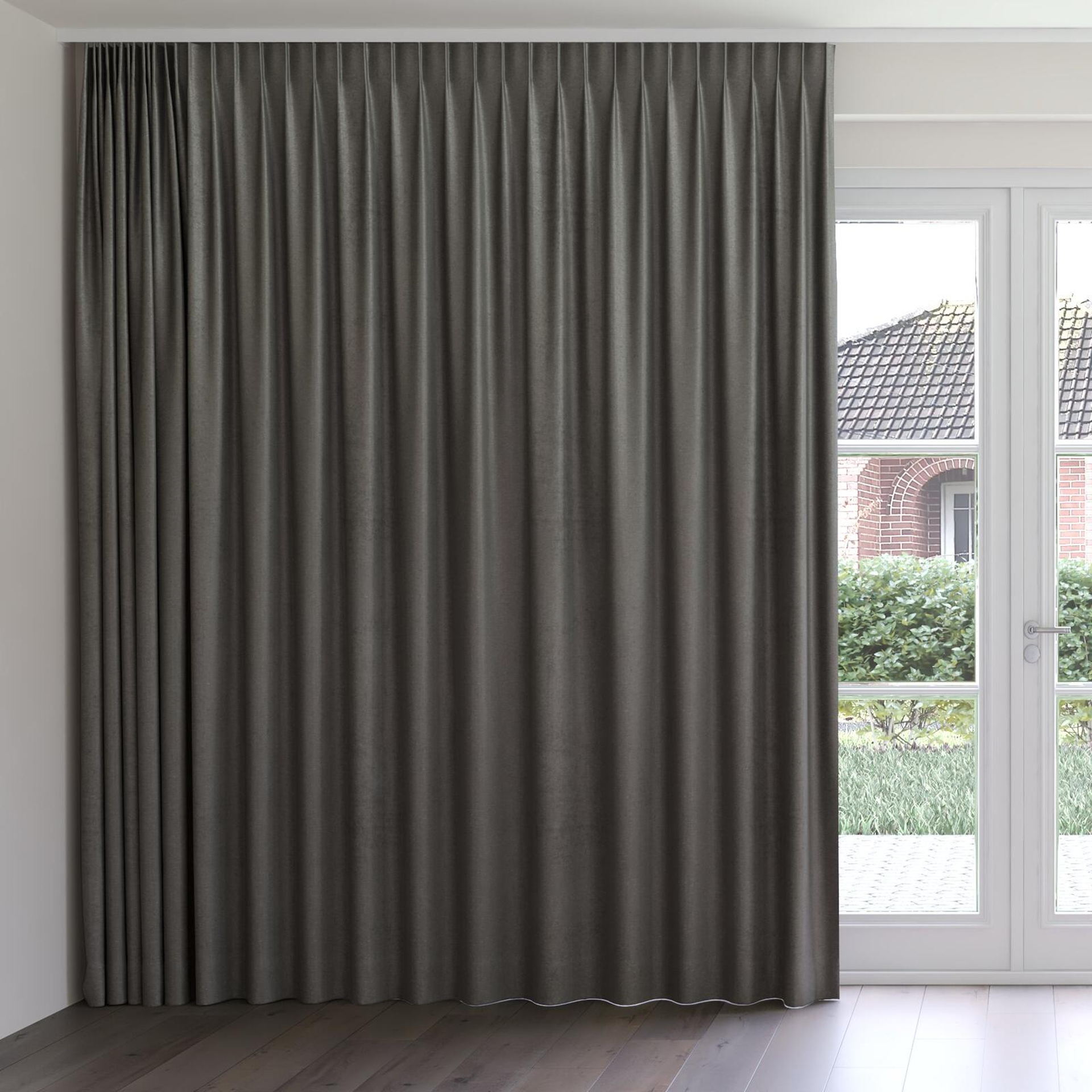 Front view of Lambada Smoke, on curtain rail
