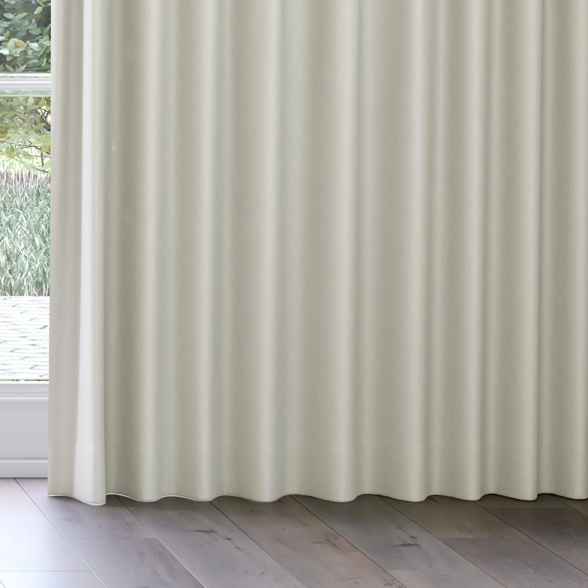 Bottom view of Urban Parchment, on curtain rail