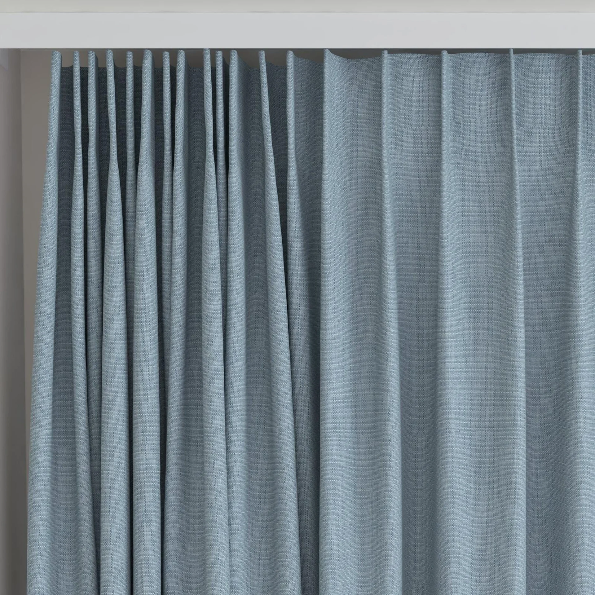 Top view of Darkness Copen, on curtain rail