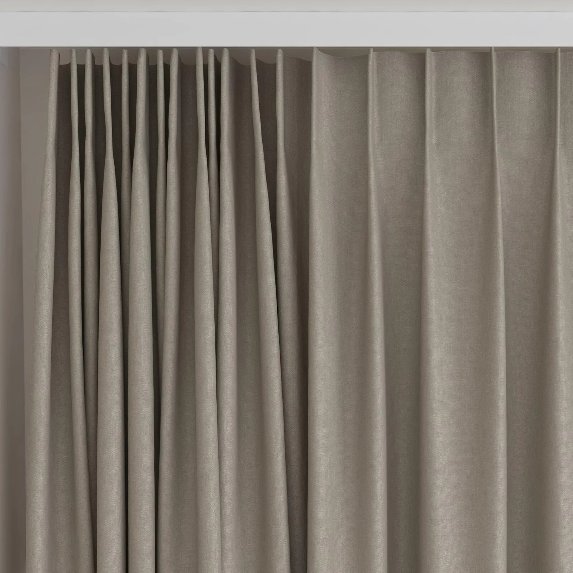 Top view of Eternal Jute, on curtain rail