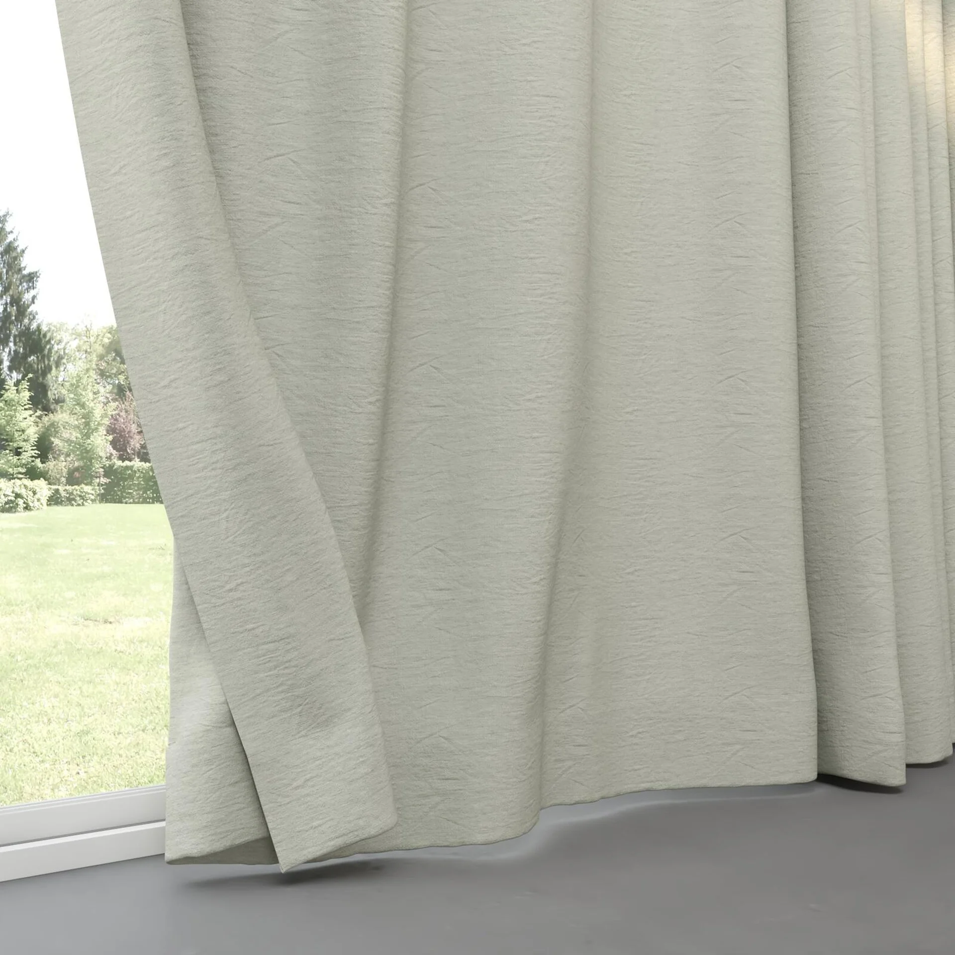 Bottom view of Obi Stonewash Sage, pinch pleat