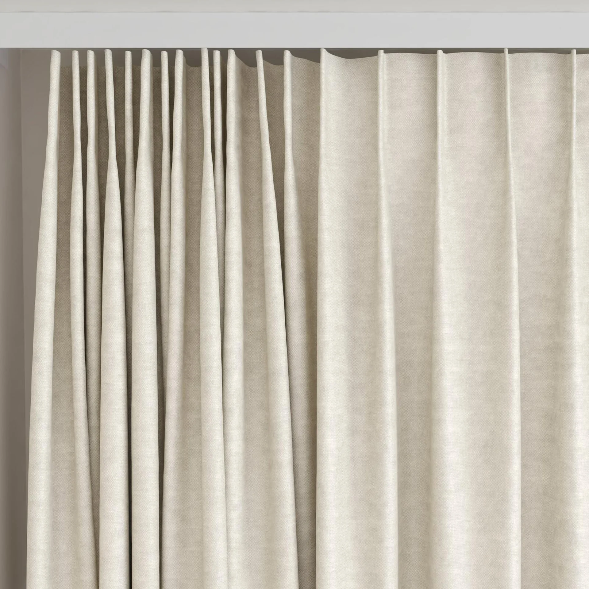 Top view of Colourwash Linen, on curtain rail