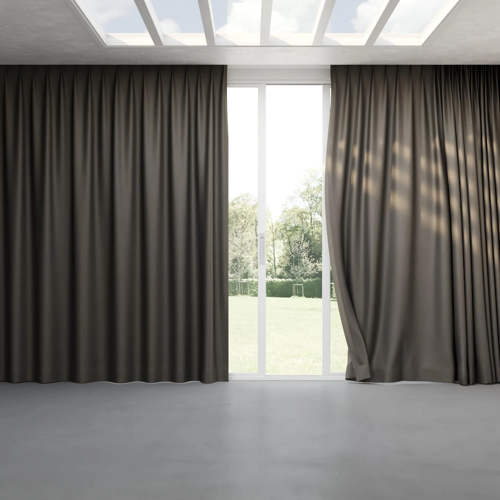 Full view of Eclipse FR Blackout Charcoal, pinch pleat