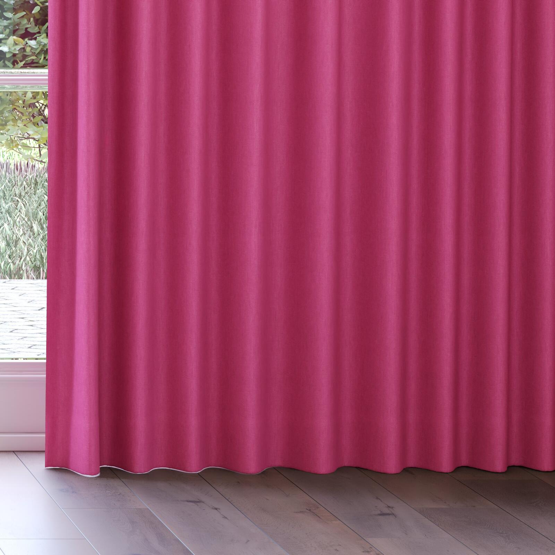 Bottom view of Rover Magenta, on curtain rail