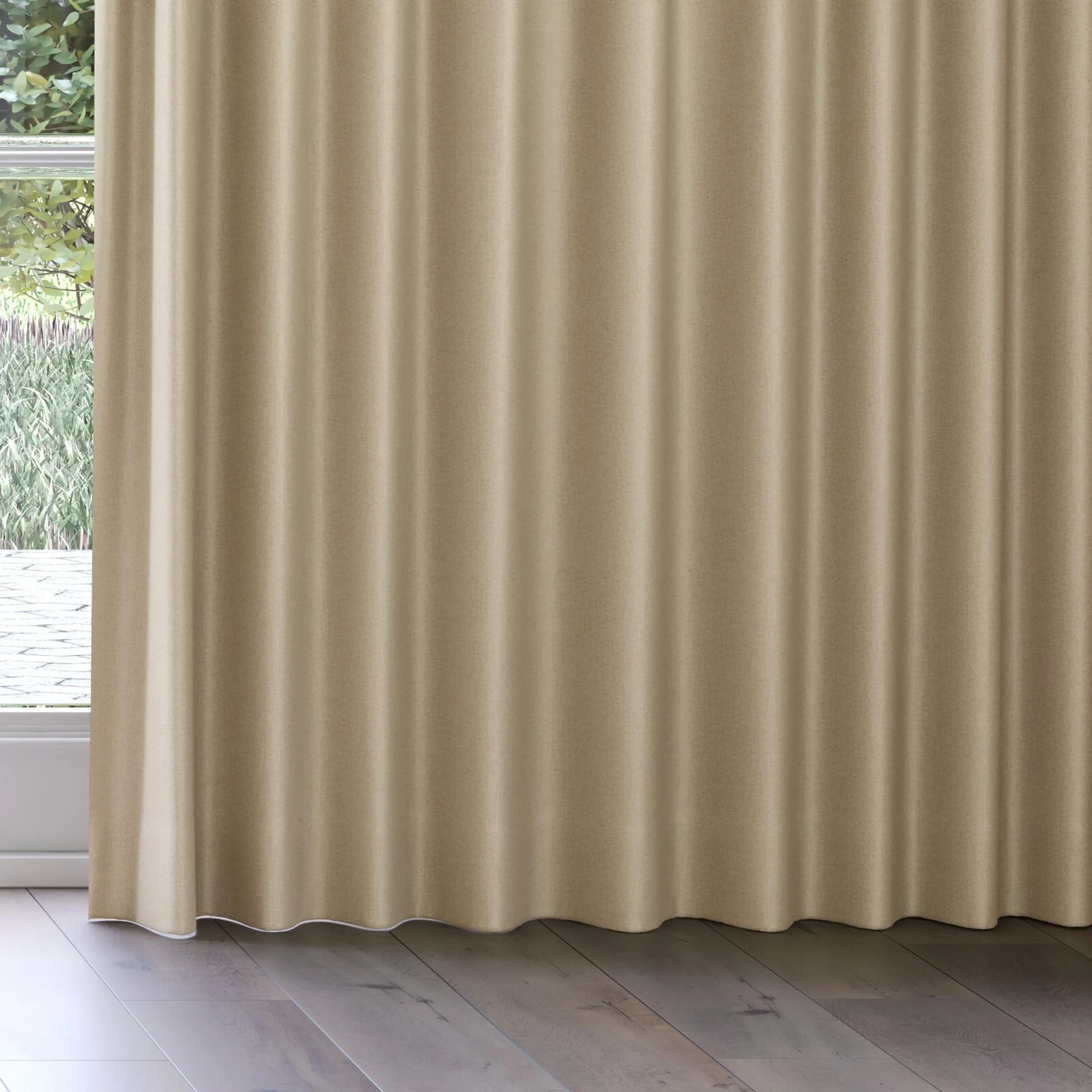 Bottom view of Grove Sand, on curtain rail