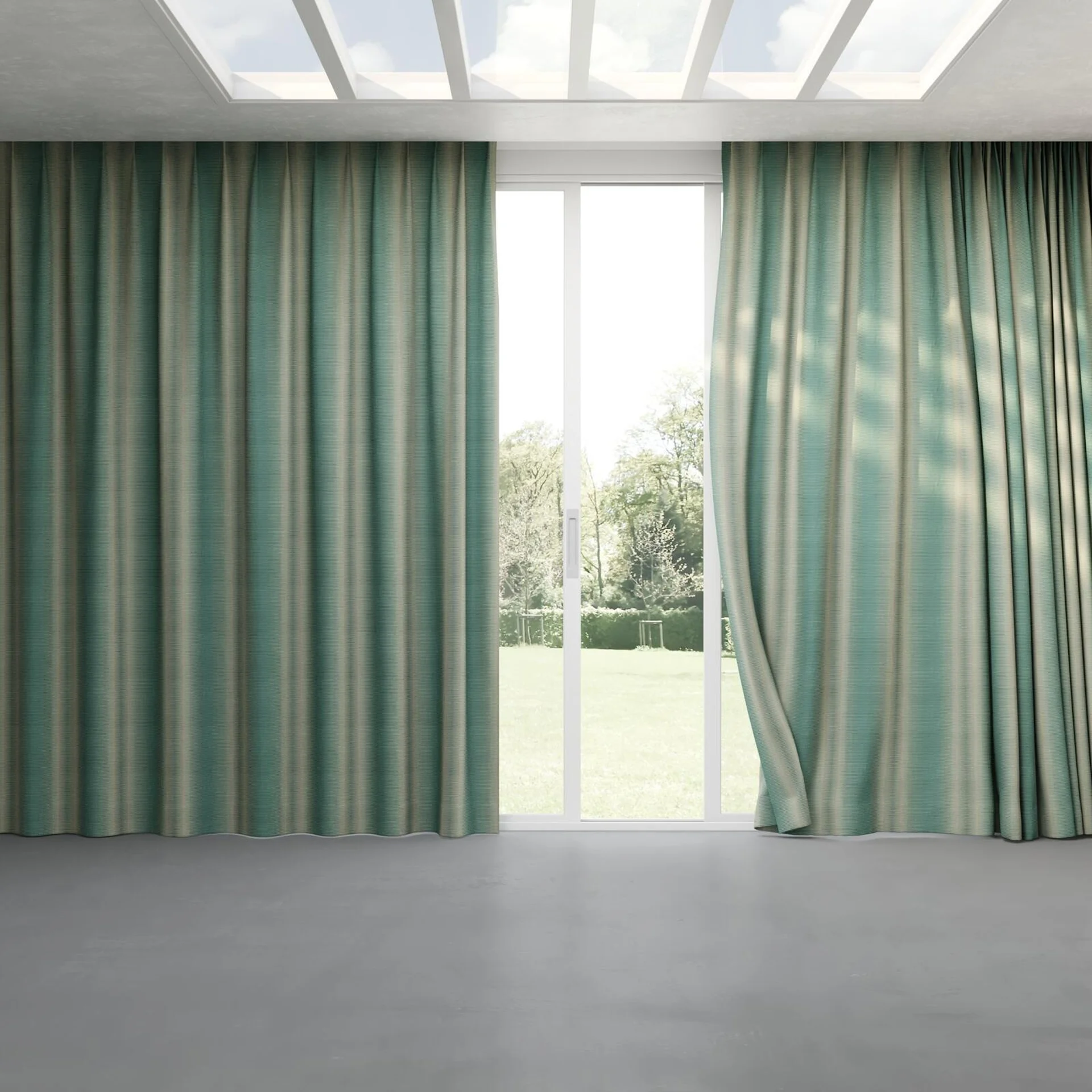 Full view of Jacopo Stripe Mineral, pinch pleat