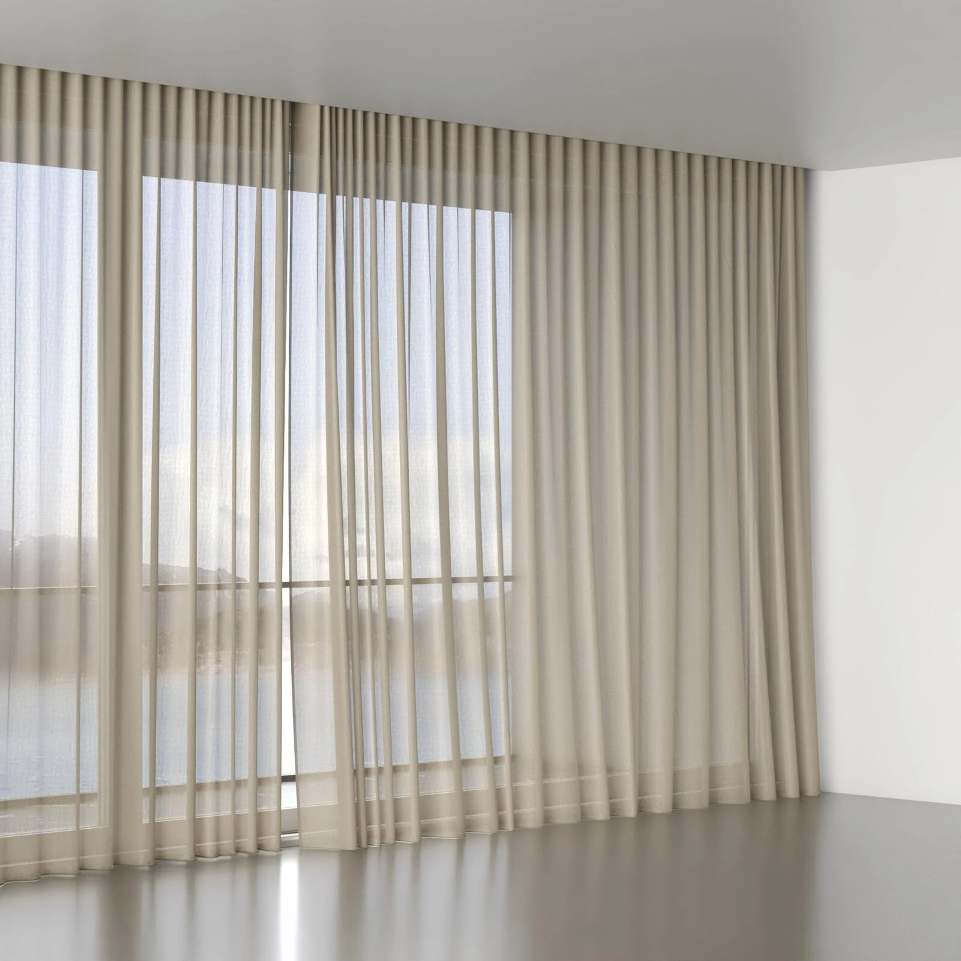 Full view of Jaba Beige, wave pleat