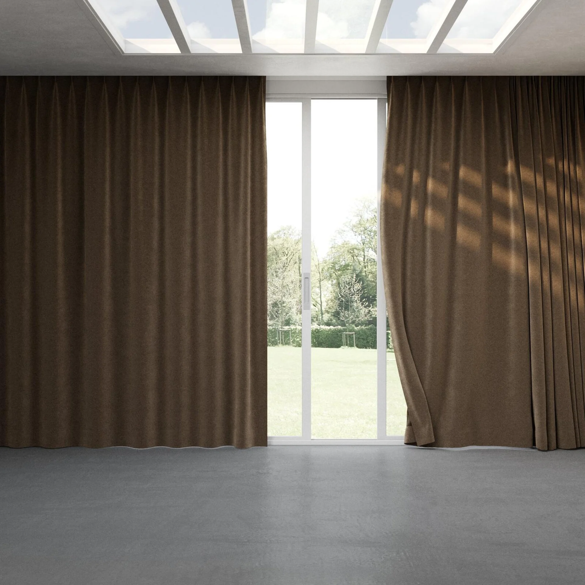 Full view of Geneva Bison, pinch pleat