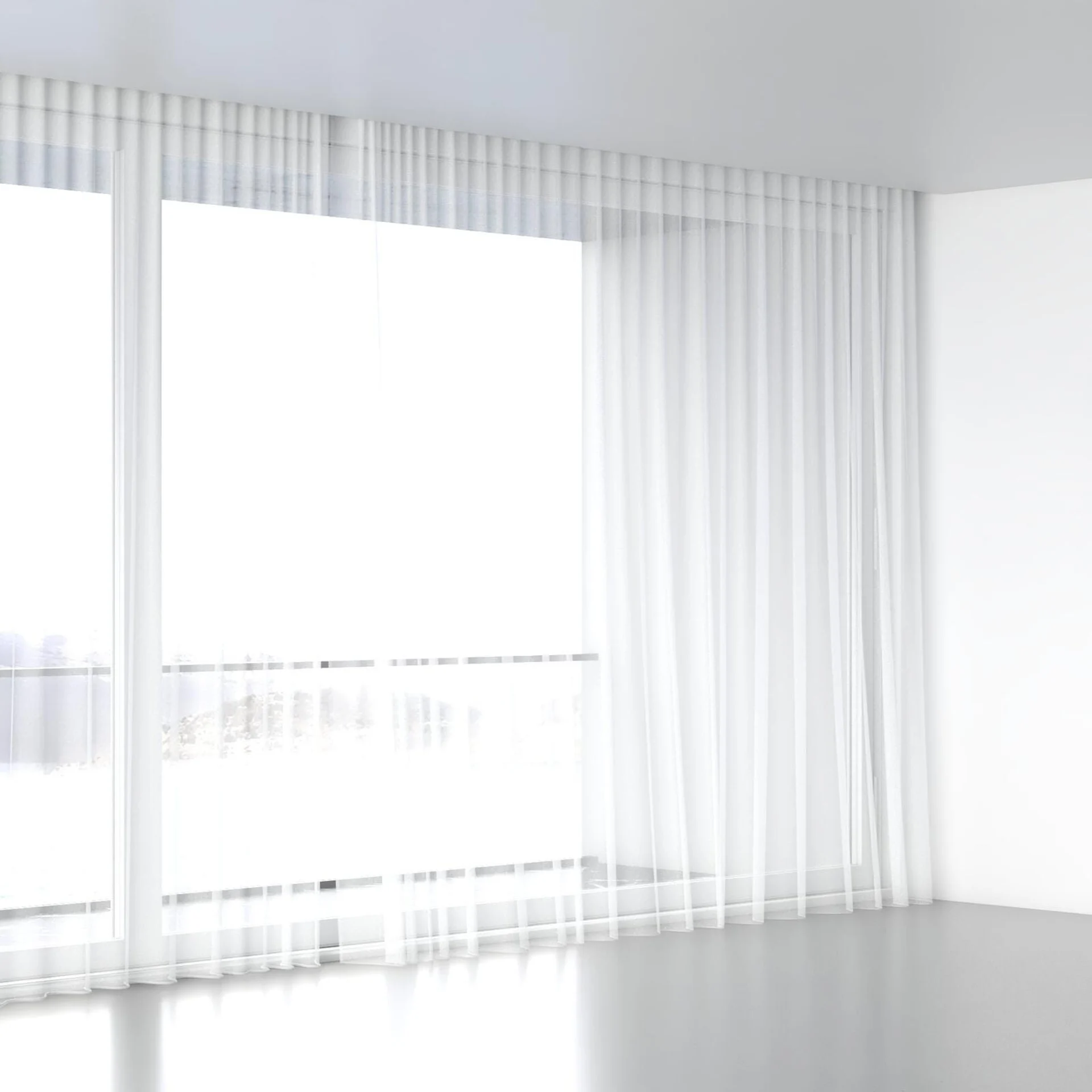 Full view of Cavalier White, wave pleat