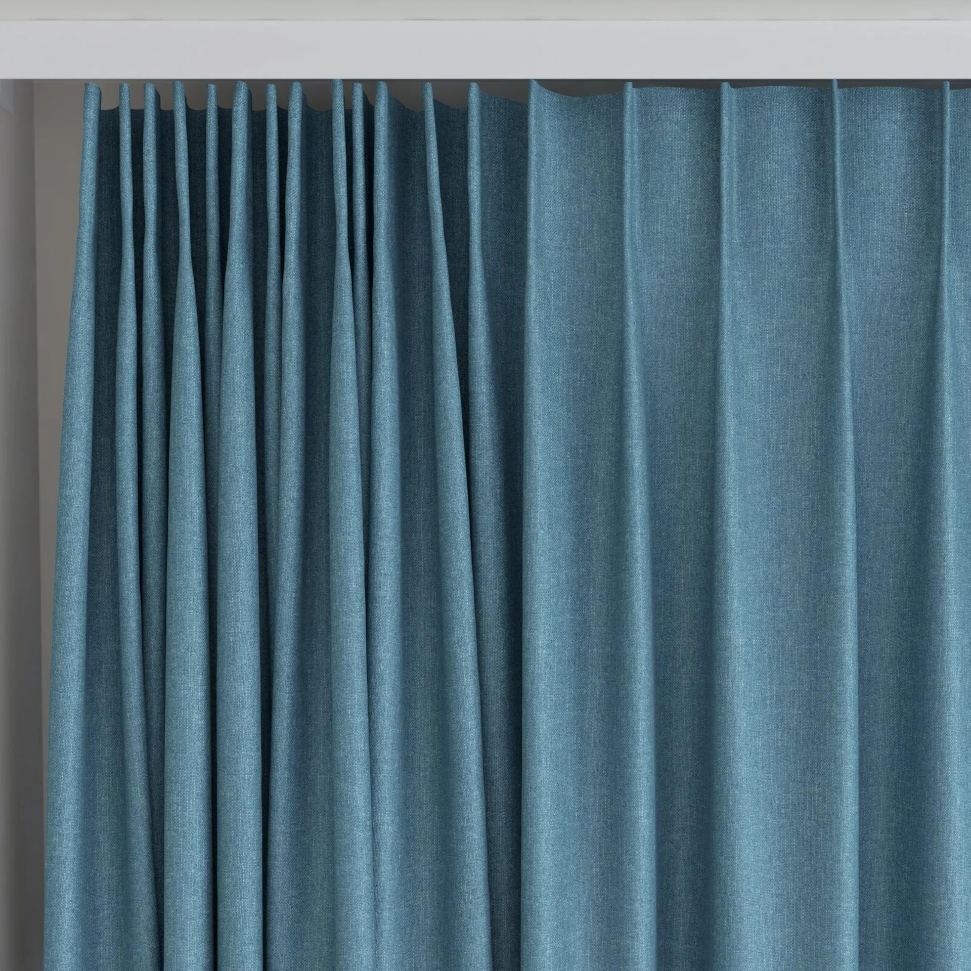 Top view of Excel Bluebell, on curtain rail