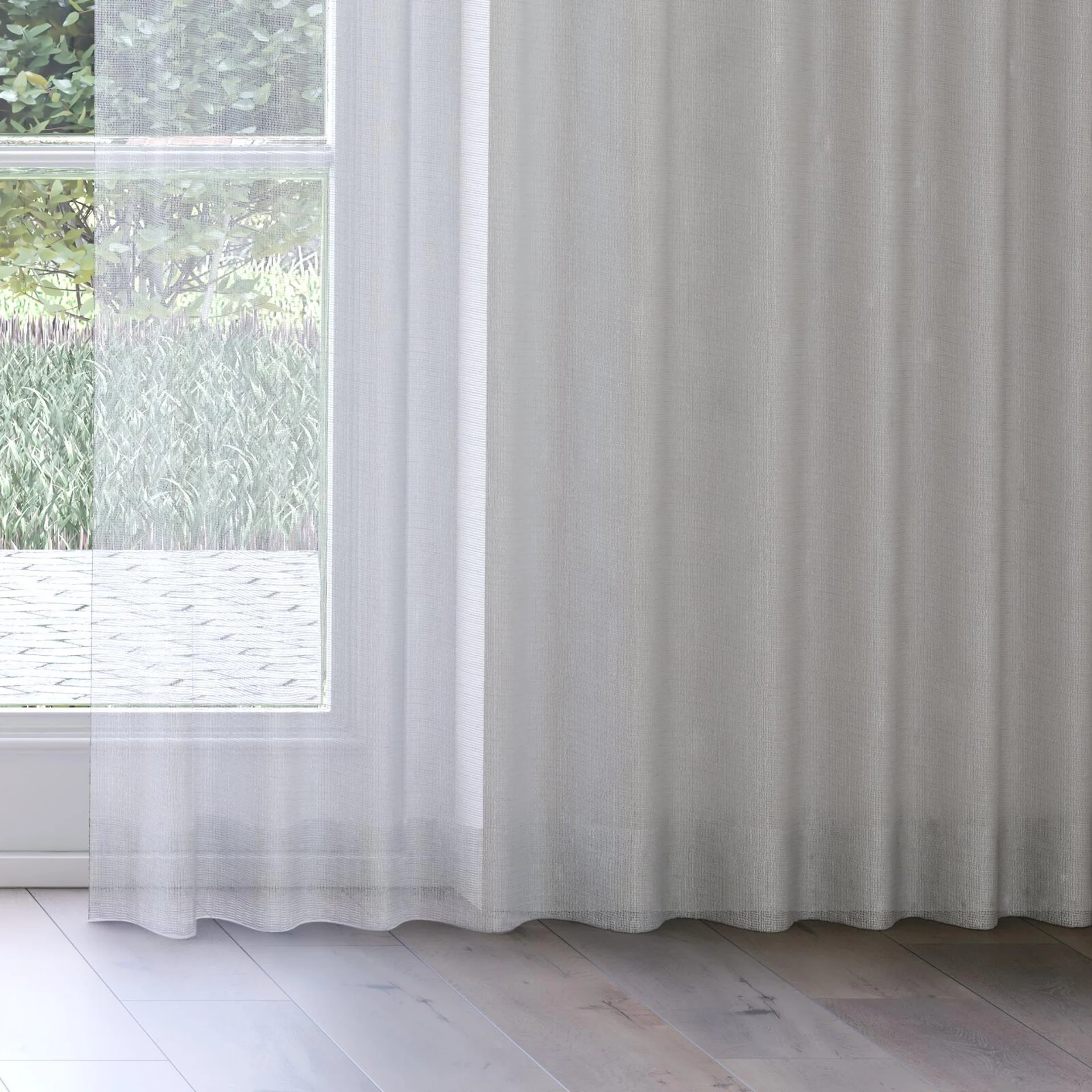 Bottom view of Radiant Mist, on curtain rail