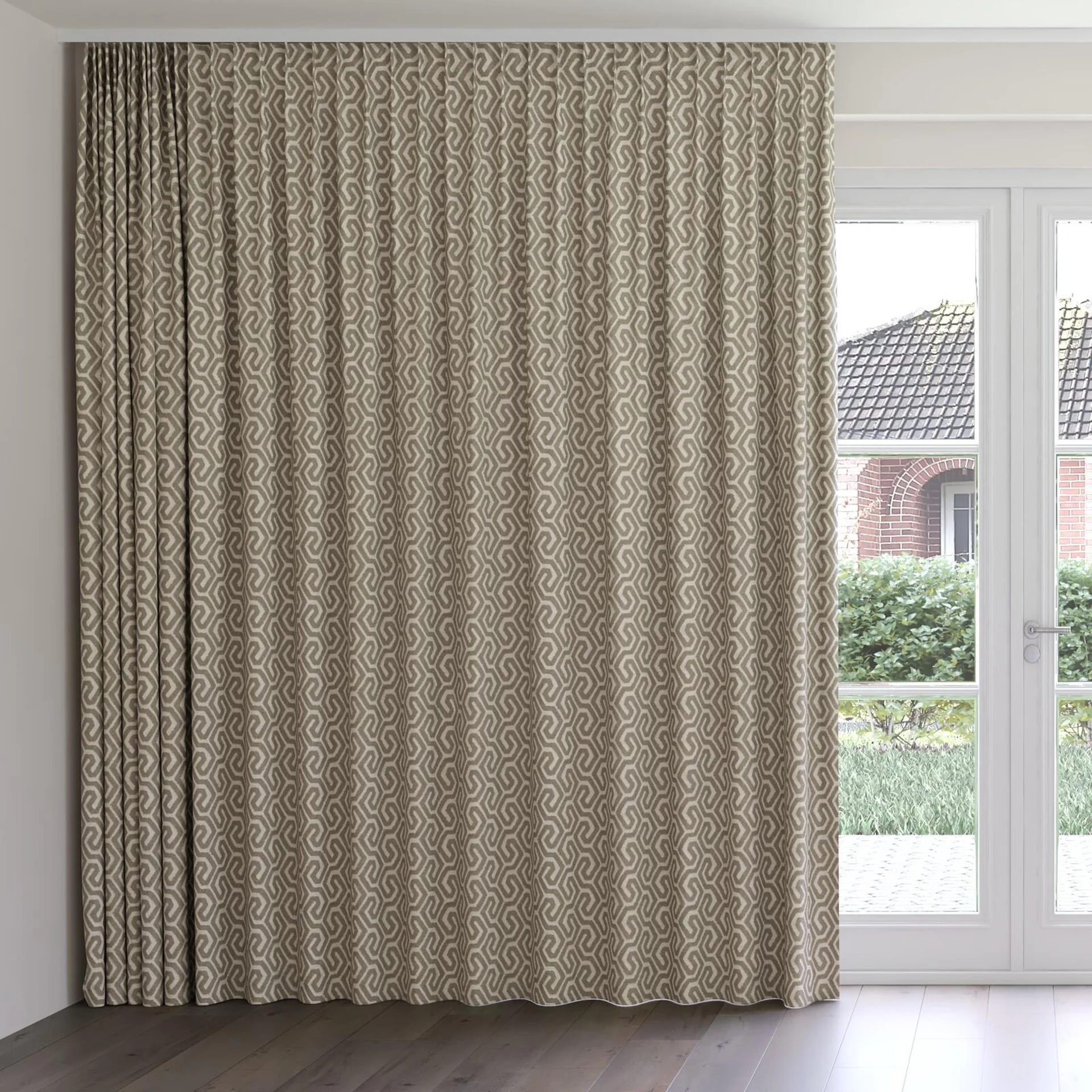 Front view of Comdeca Sand, on curtain rail