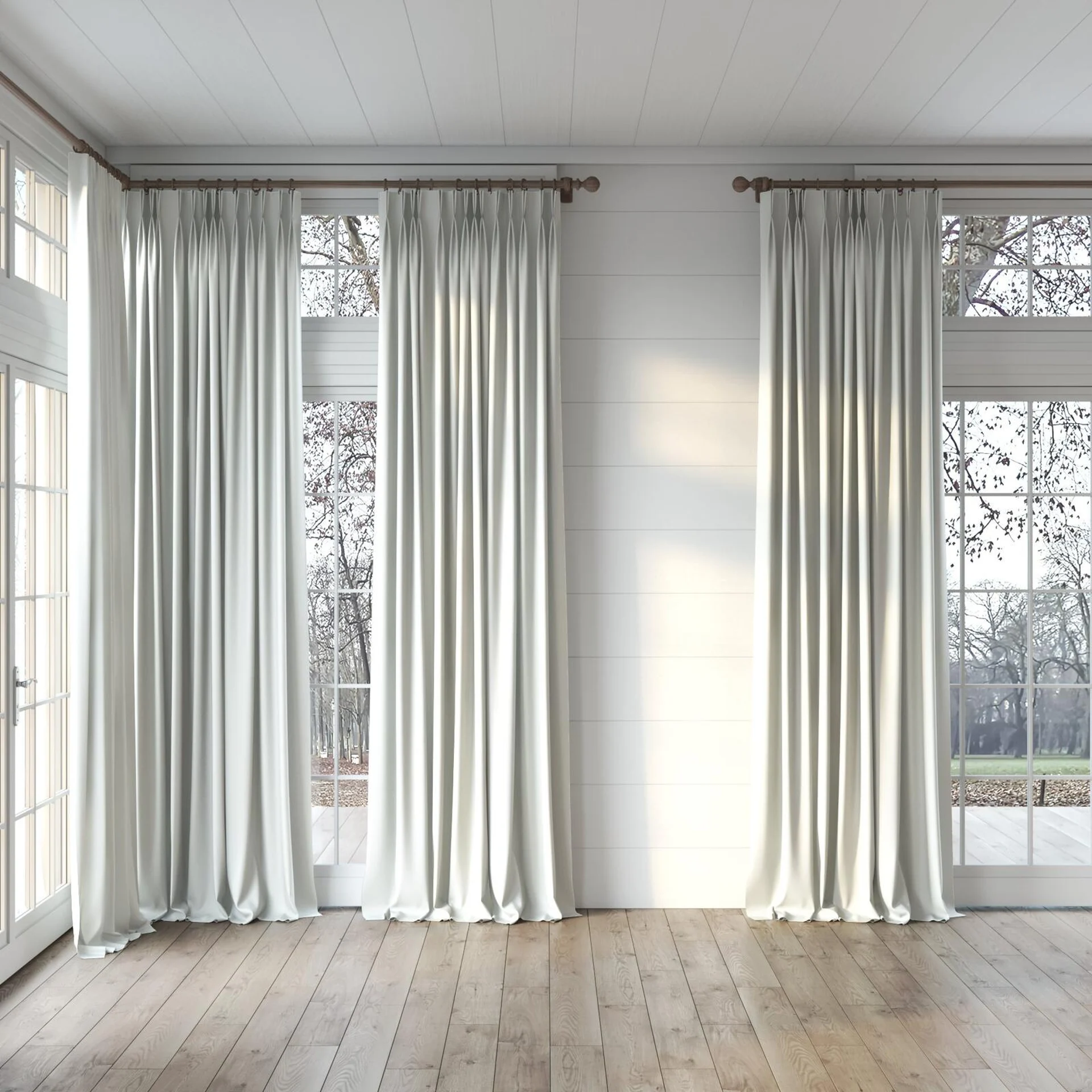 Full view of Duede Marble, puddled, on curtain rod