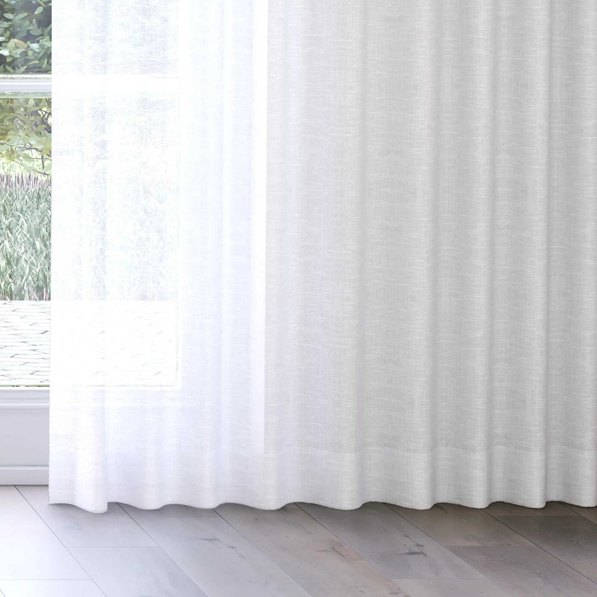 Bottom view of Angelic Snow, on curtain rail