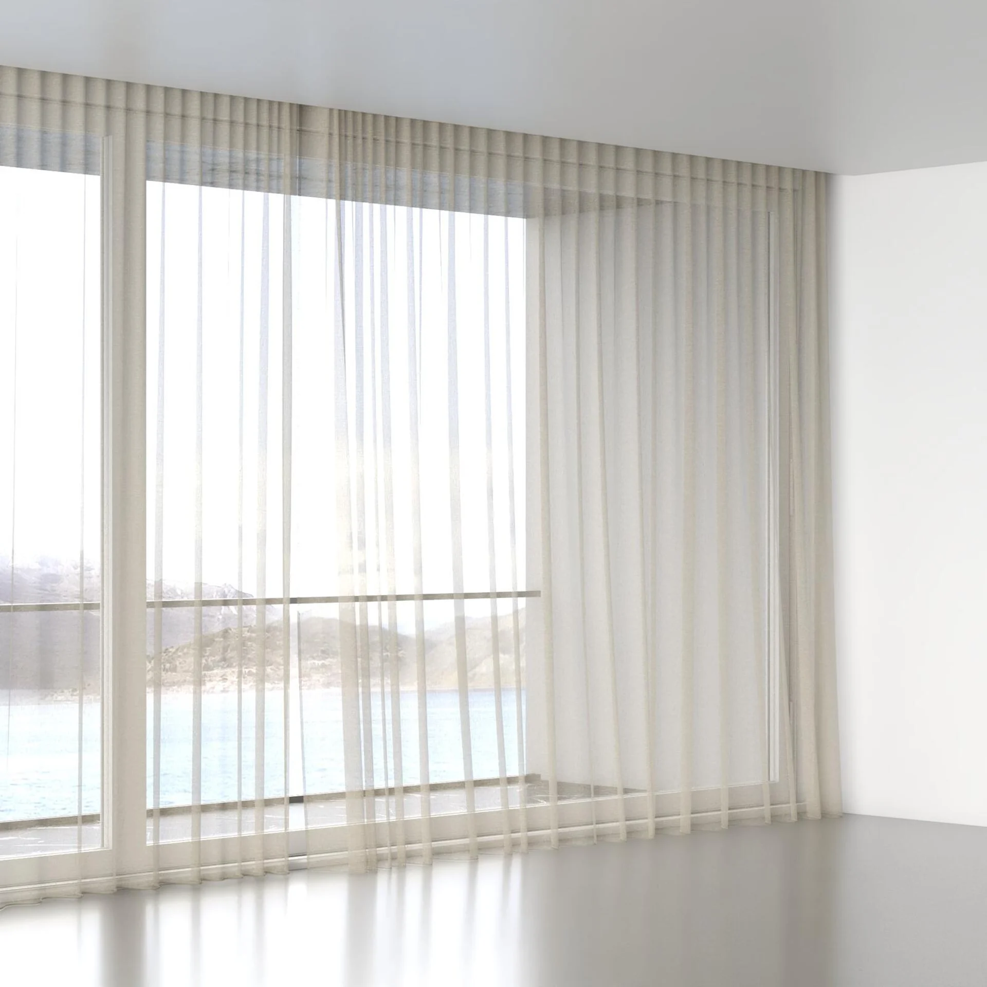 Full view of Pure Linen Putty, wave pleat