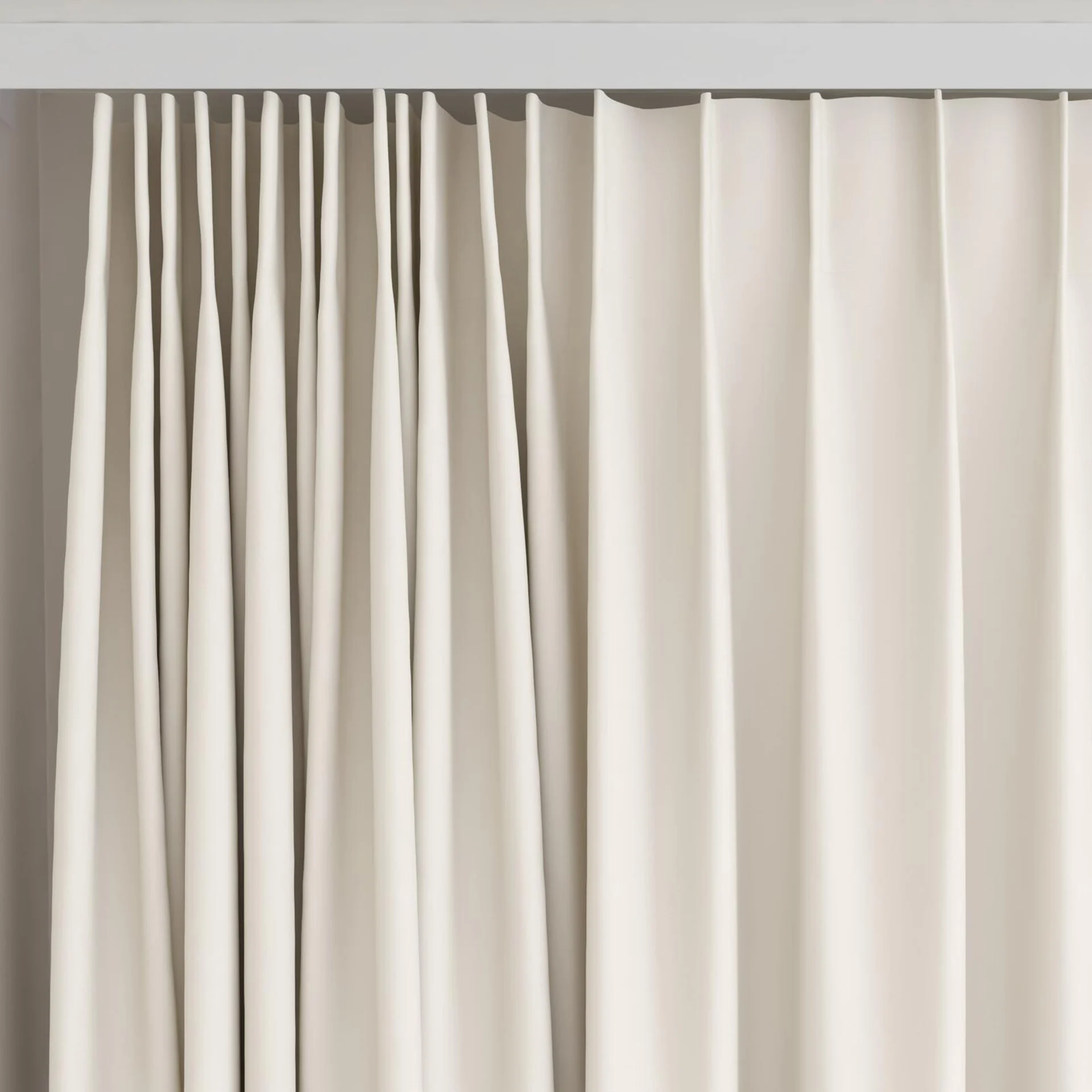 Top view of Vesta Beige, on curtain rail