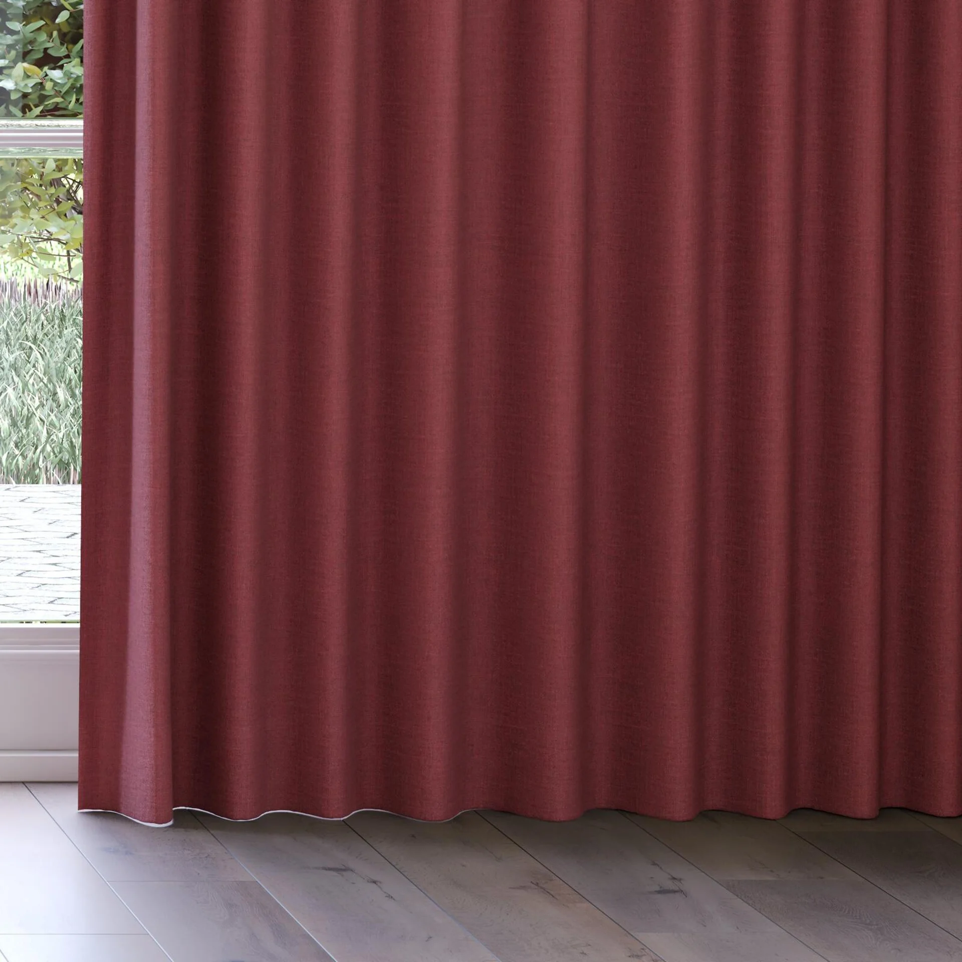 Bottom view of Planet Burgundy, on curtain rail