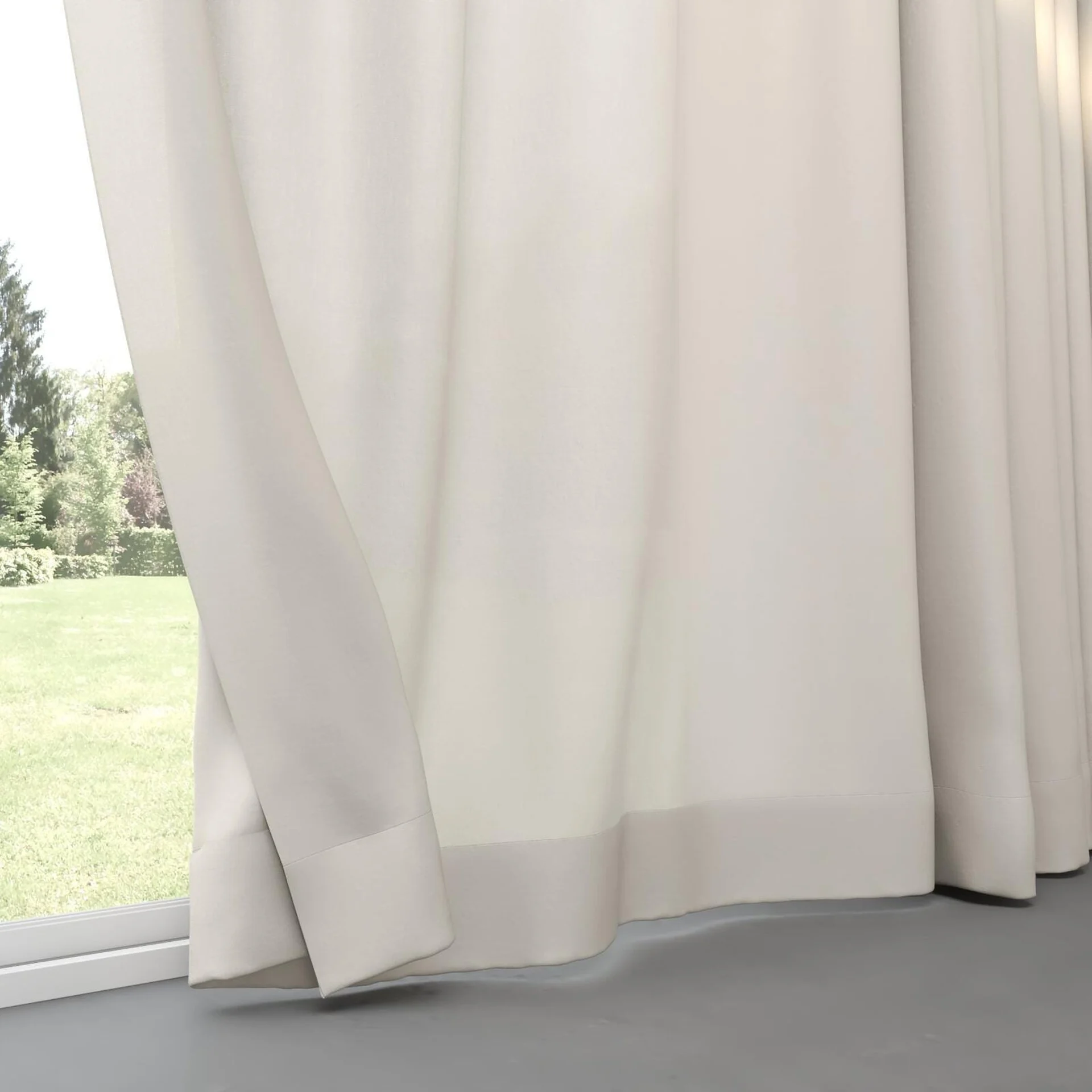 Bottom view of Linen Mineral, pinch pleat