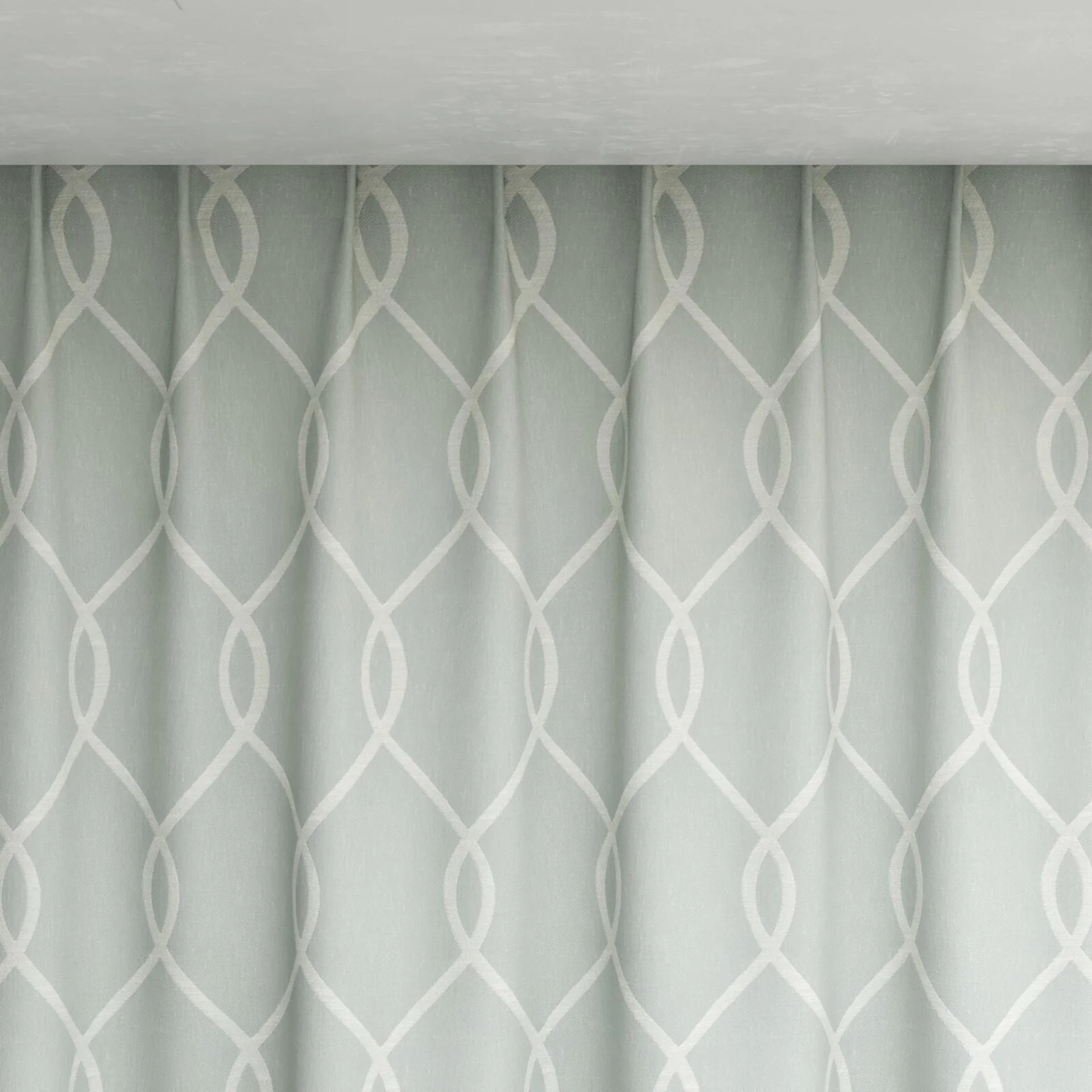 Top view of Latimer Crystal, pinch pleat