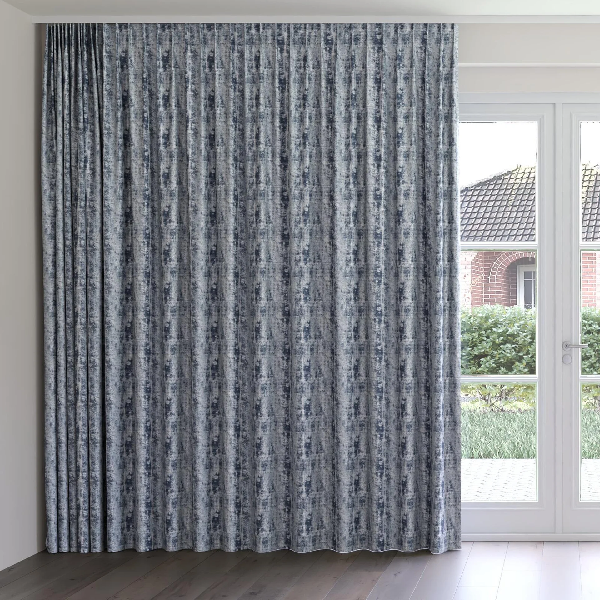 Front view of Member Sapphire, on curtain rail
