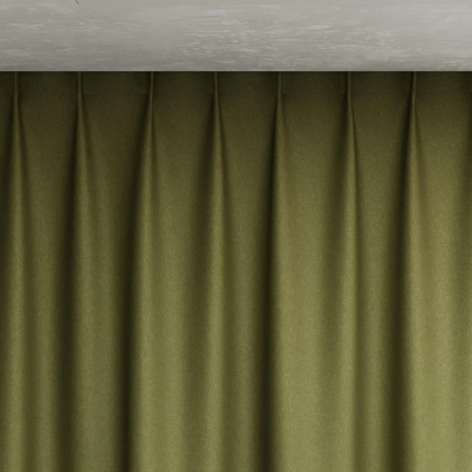 Top view of Woolly/Woolen Olive, pinch pleat