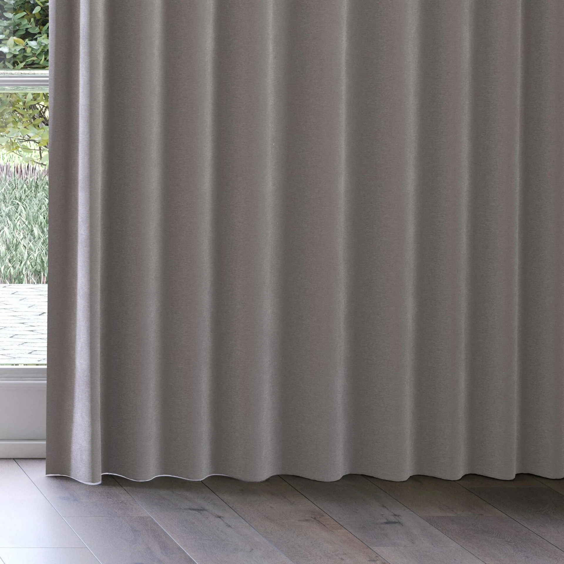 Bottom view of Moon Pewter, on curtain rail