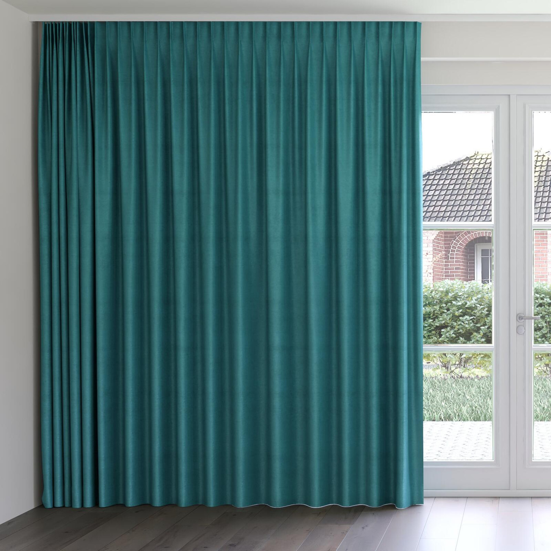 Front view of Baron Peacock, on curtain rail