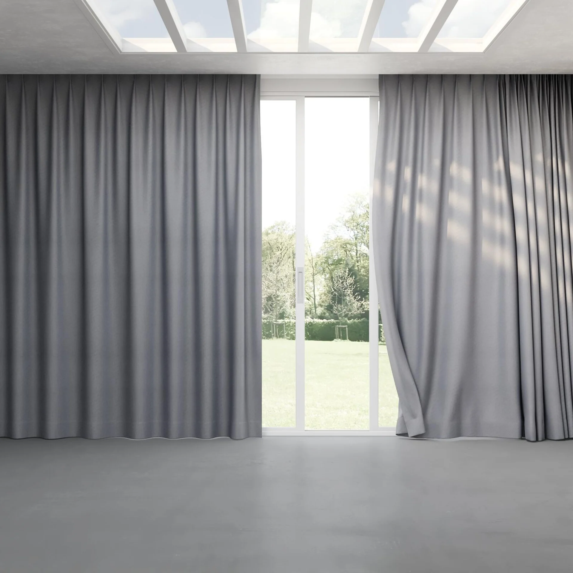 Full view of Liberate Gull, pinch pleat