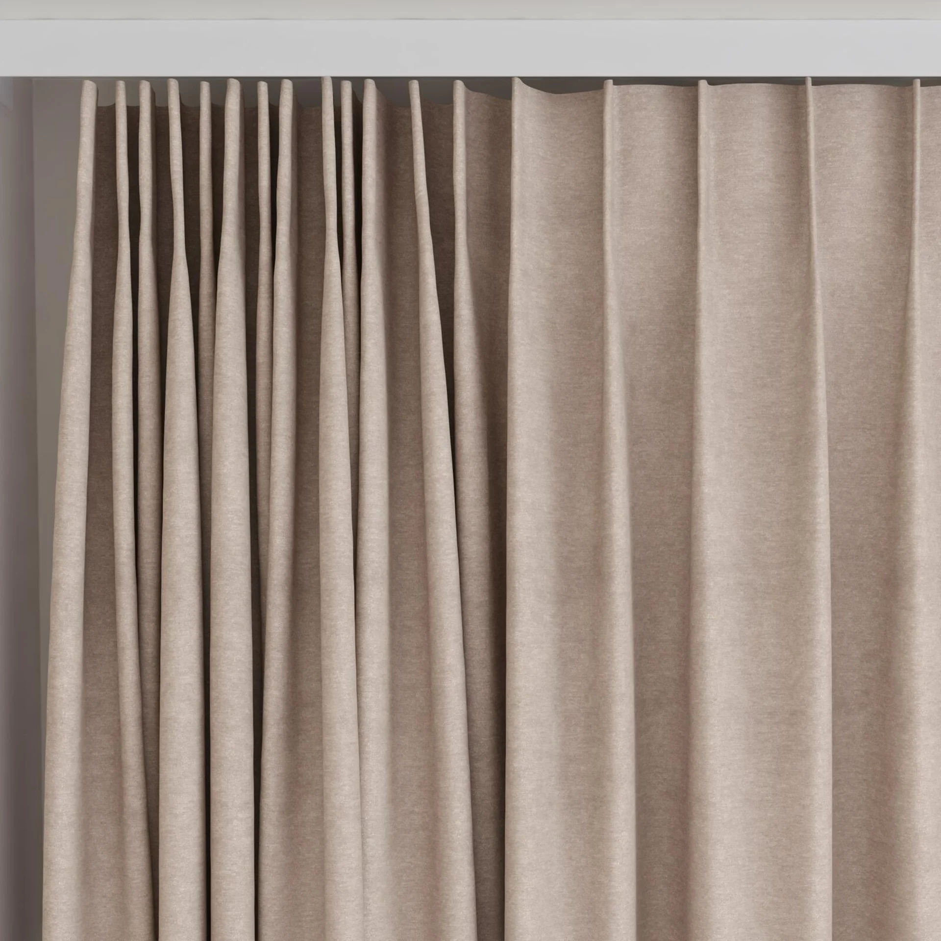 Top view of Baron Sesame, on curtain rail