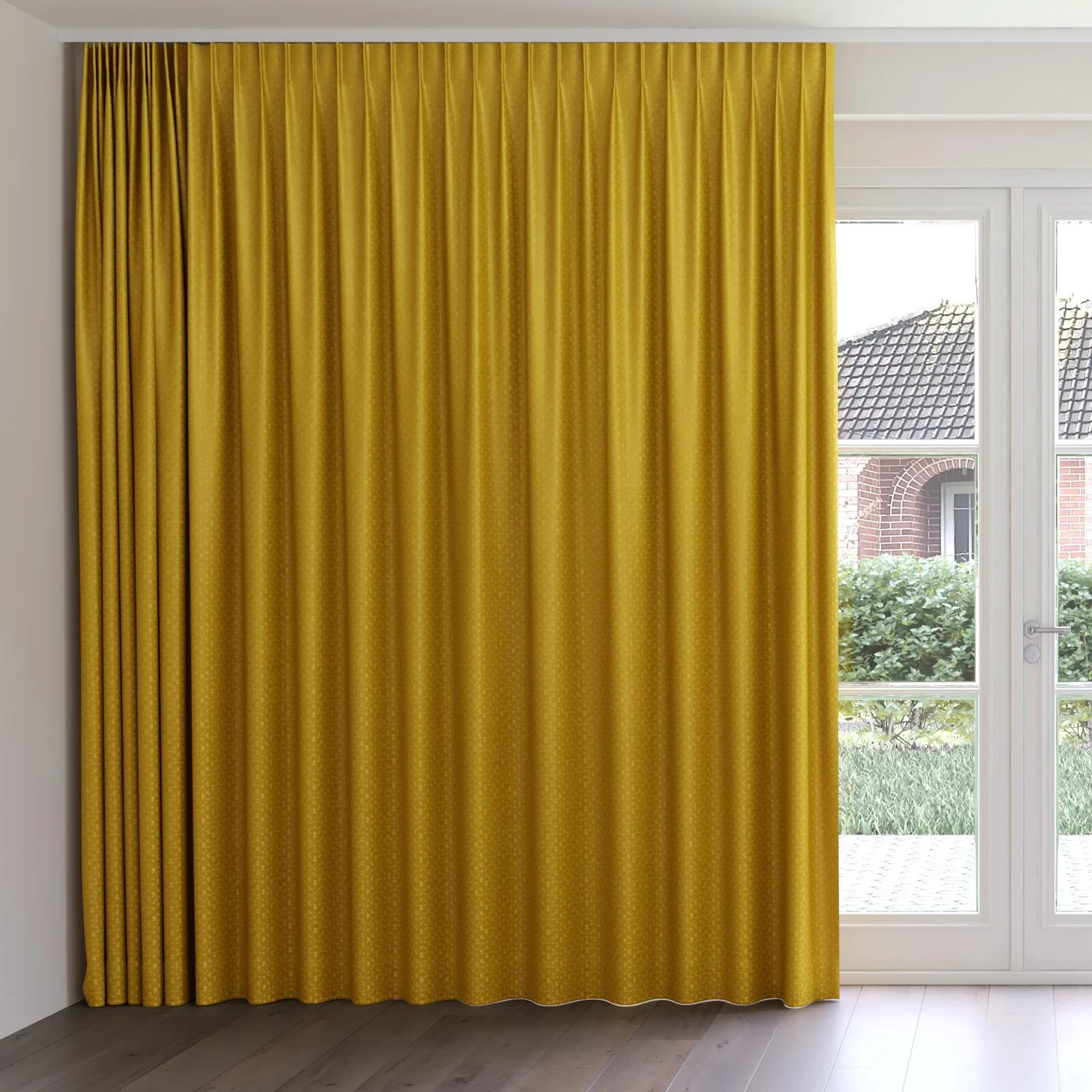 Front view of Requiem Gold, on curtain rail