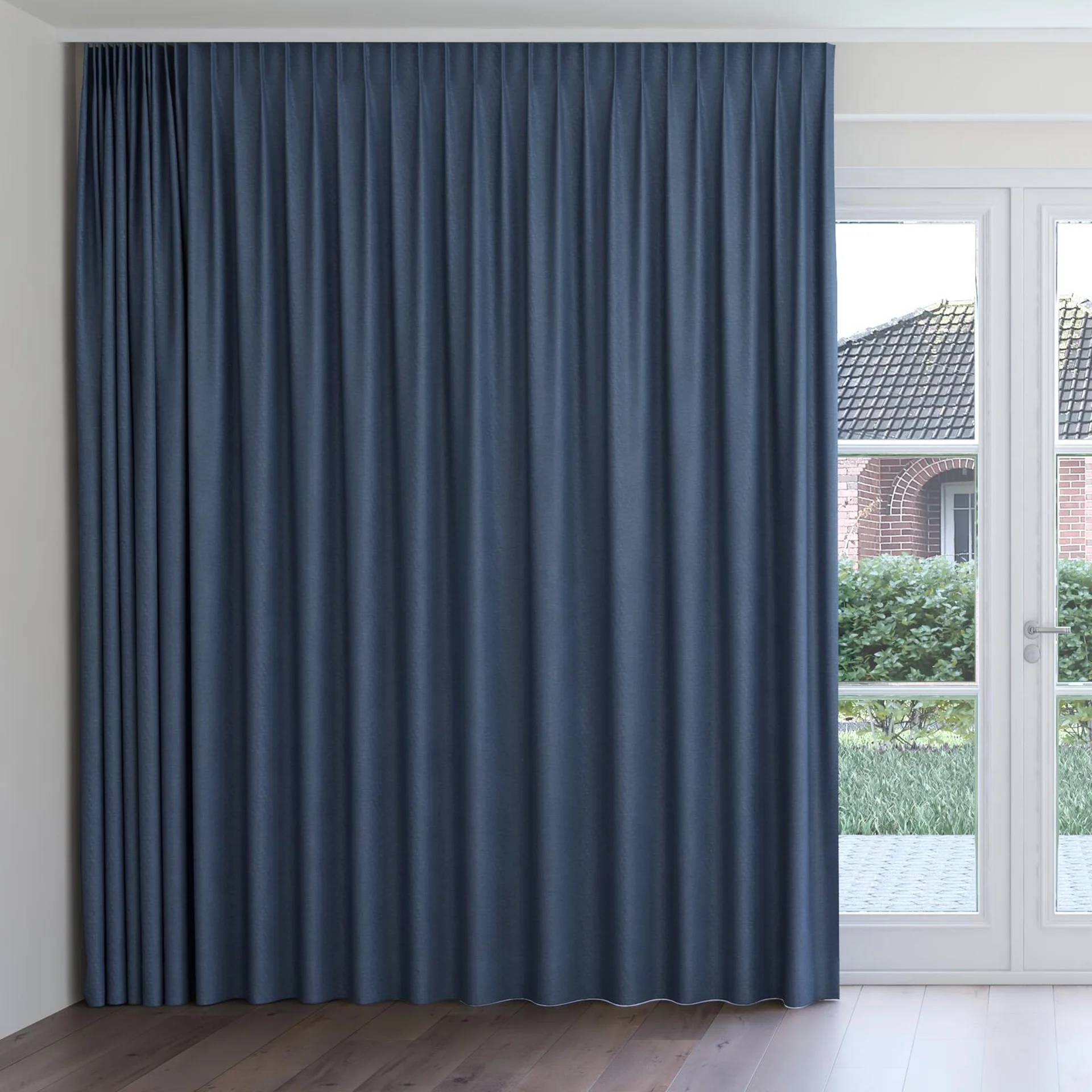 Front view of Casual Ink, on curtain rail