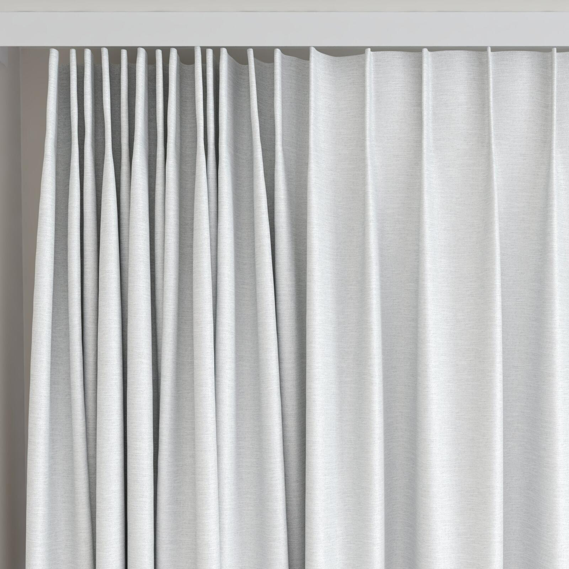 Top view of Hastings Silver, on curtain rail