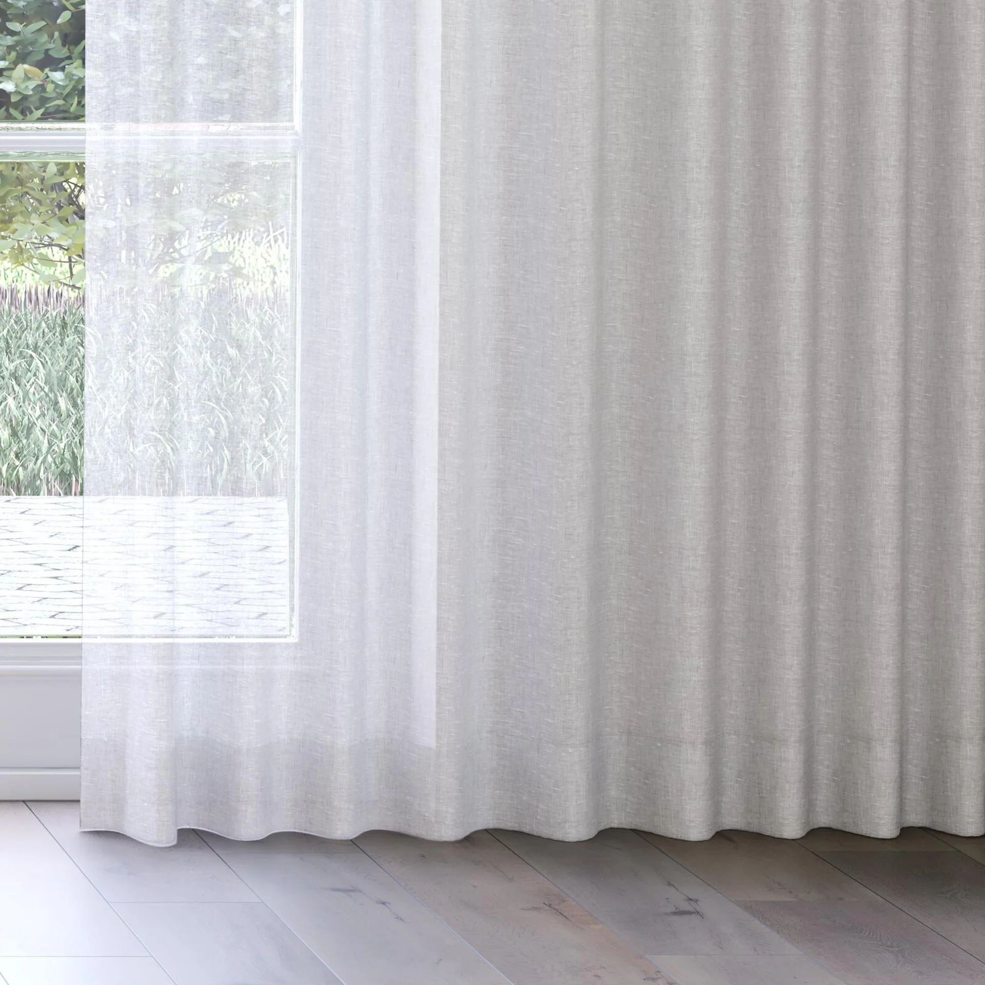 Bottom view of Lino Zebra, on curtain rail