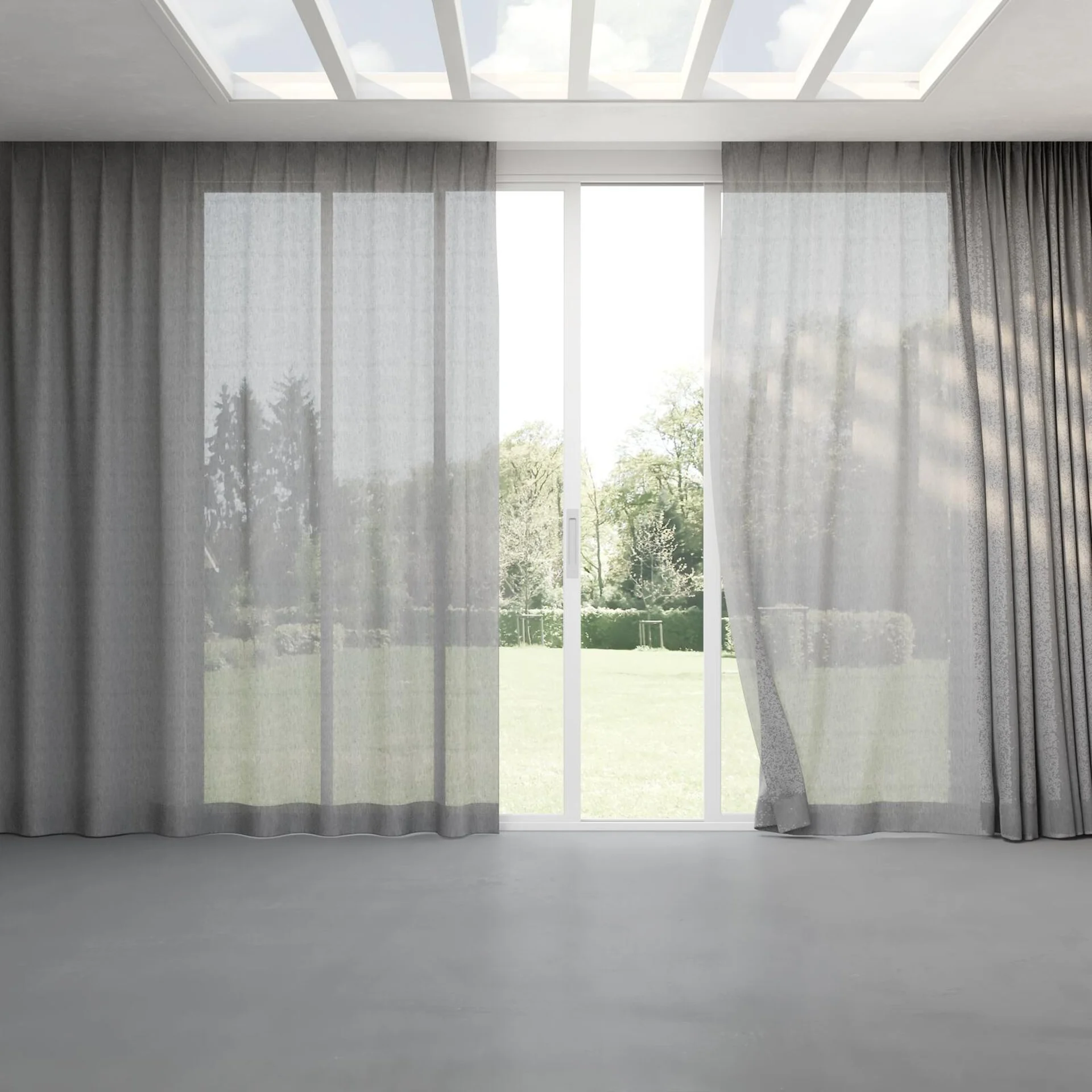 Full view of Balance Smoke, pinch pleat