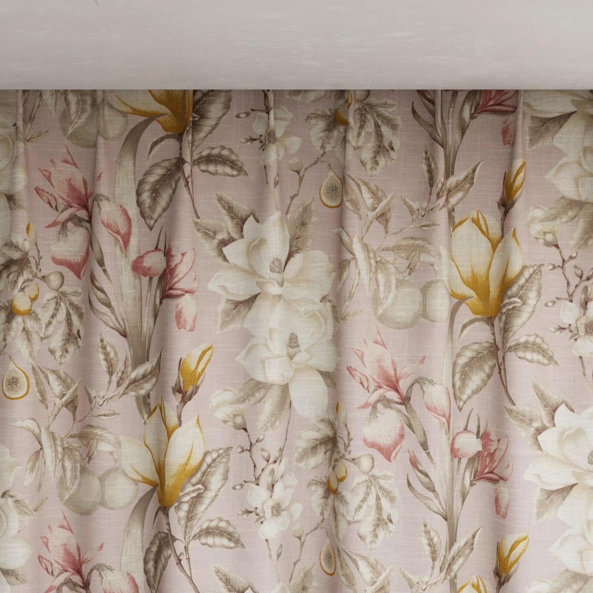 Top view of Botanist Blush, pinch pleat