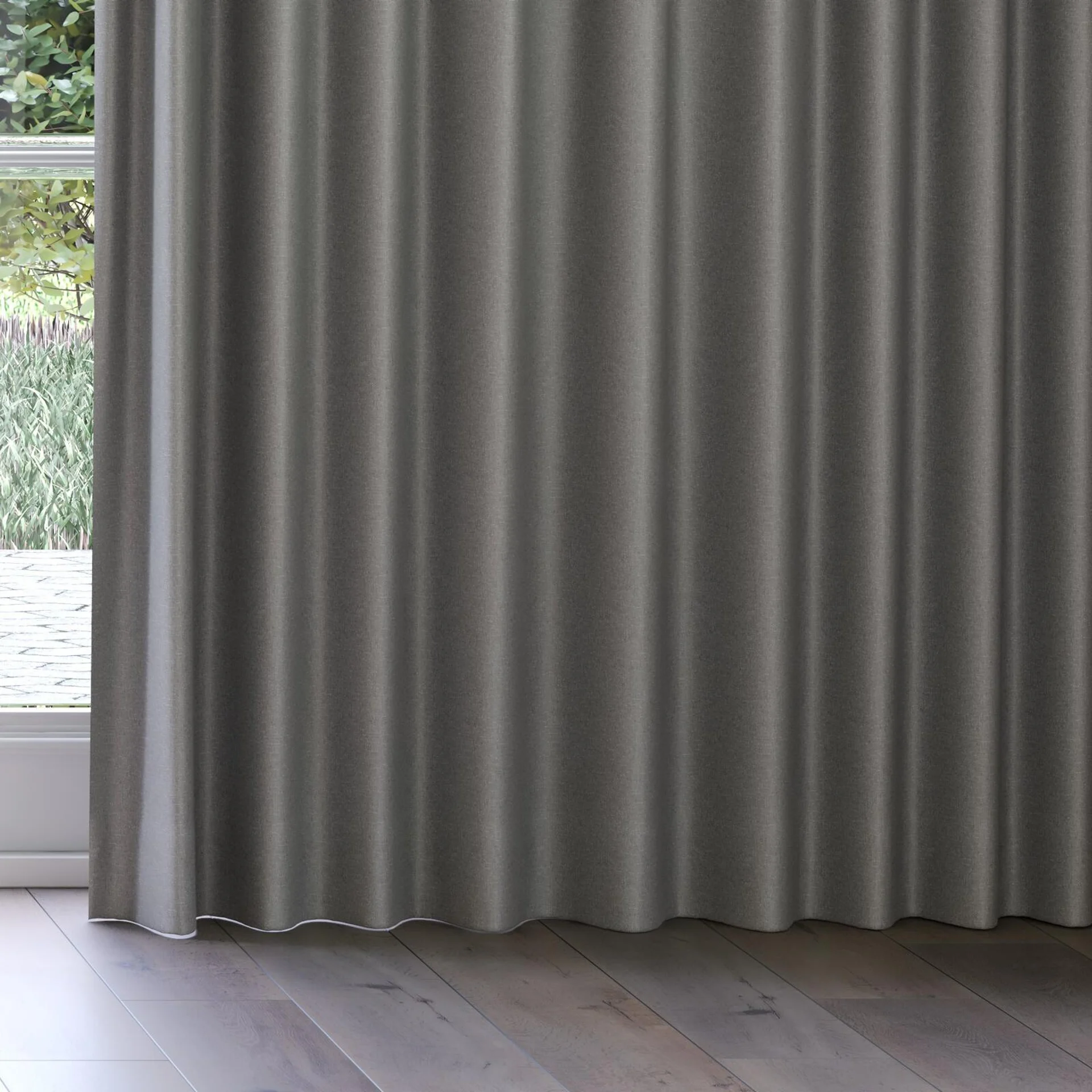 Bottom view of Banksia Slate, on curtain rail