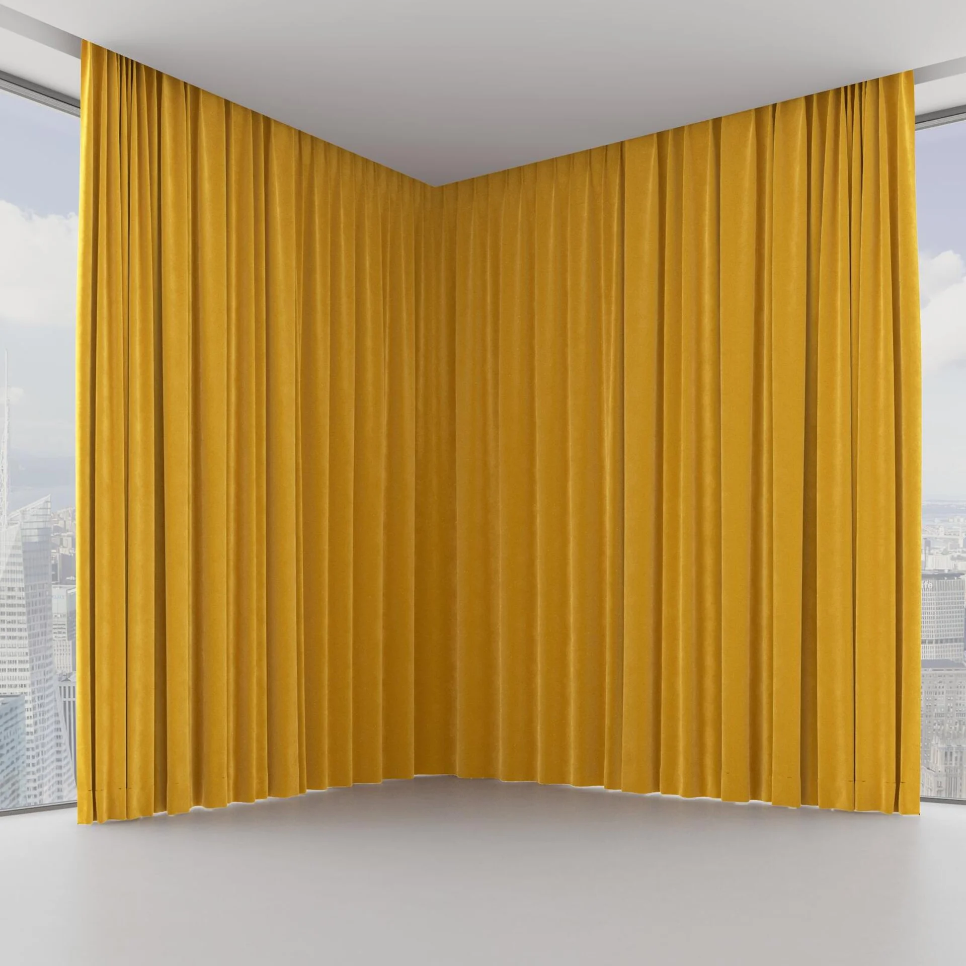 Front view of Lux Velvet Gold 8201, on hidden rail