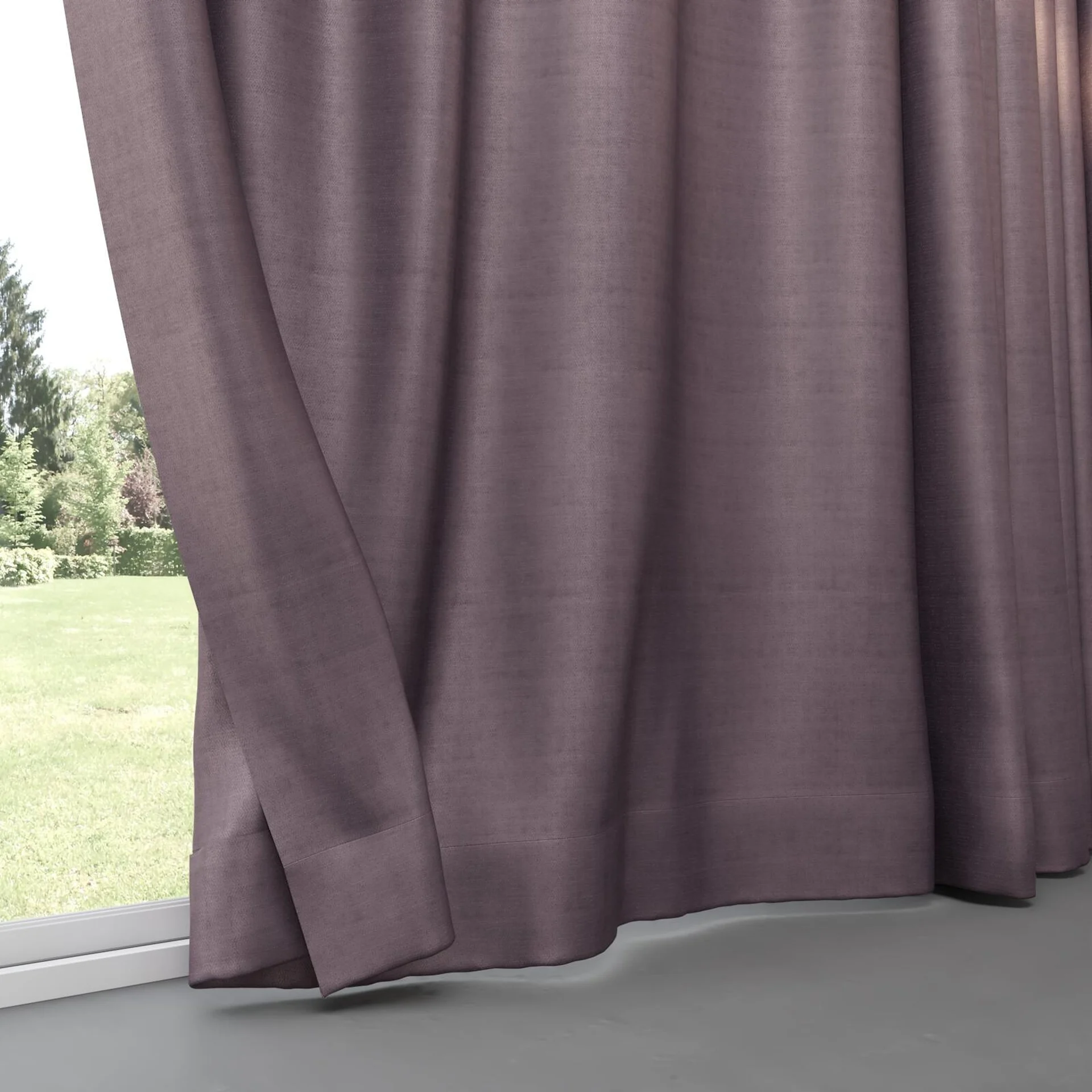 Bottom view of Zircon Plum, pinch pleat