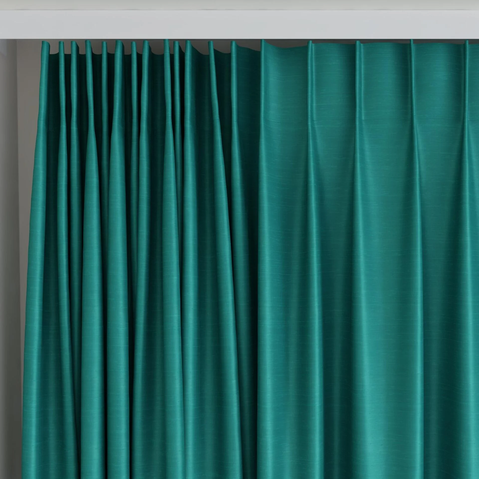 Top view of Silky Baltic, on curtain rail