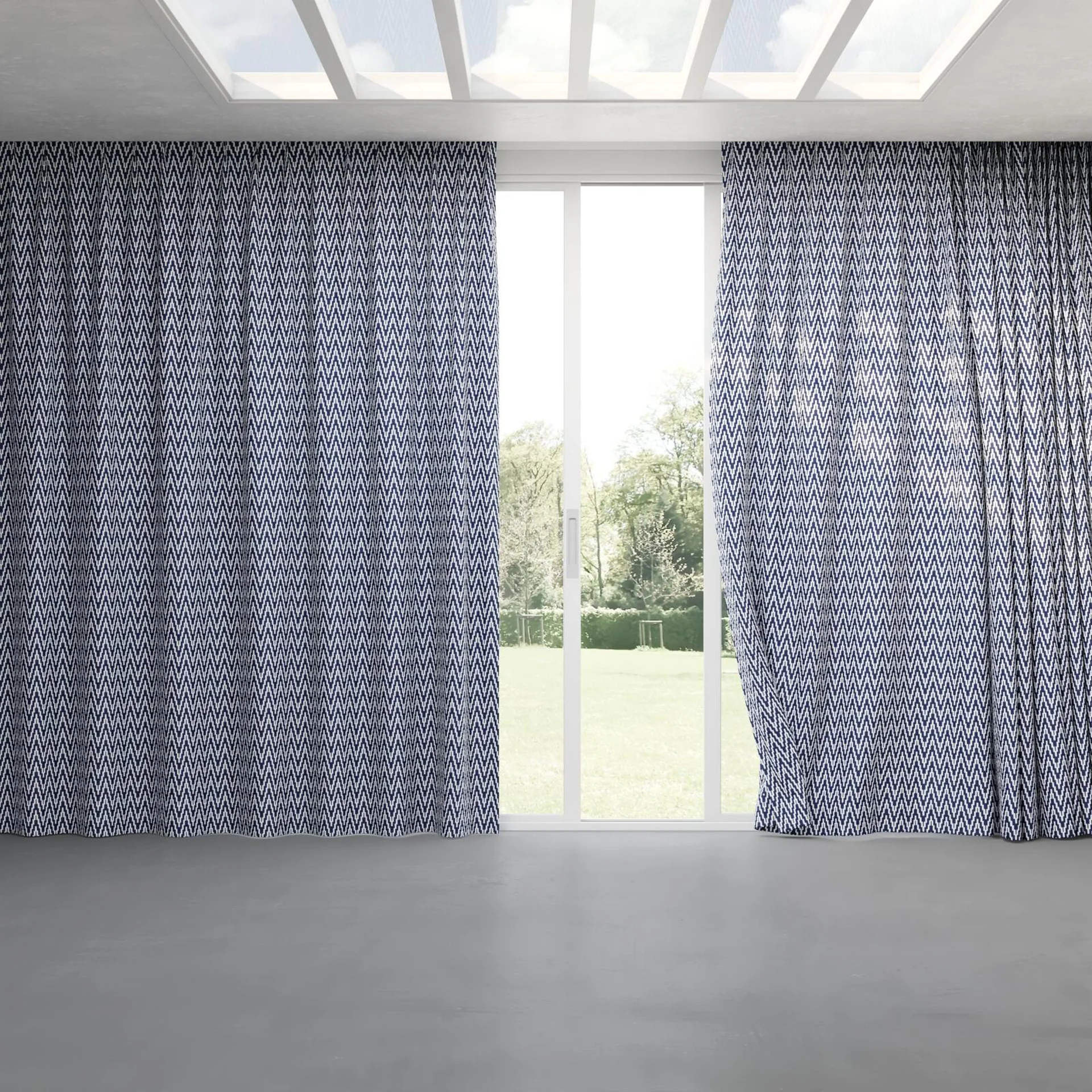 Full view of Running Marine, pinch pleat