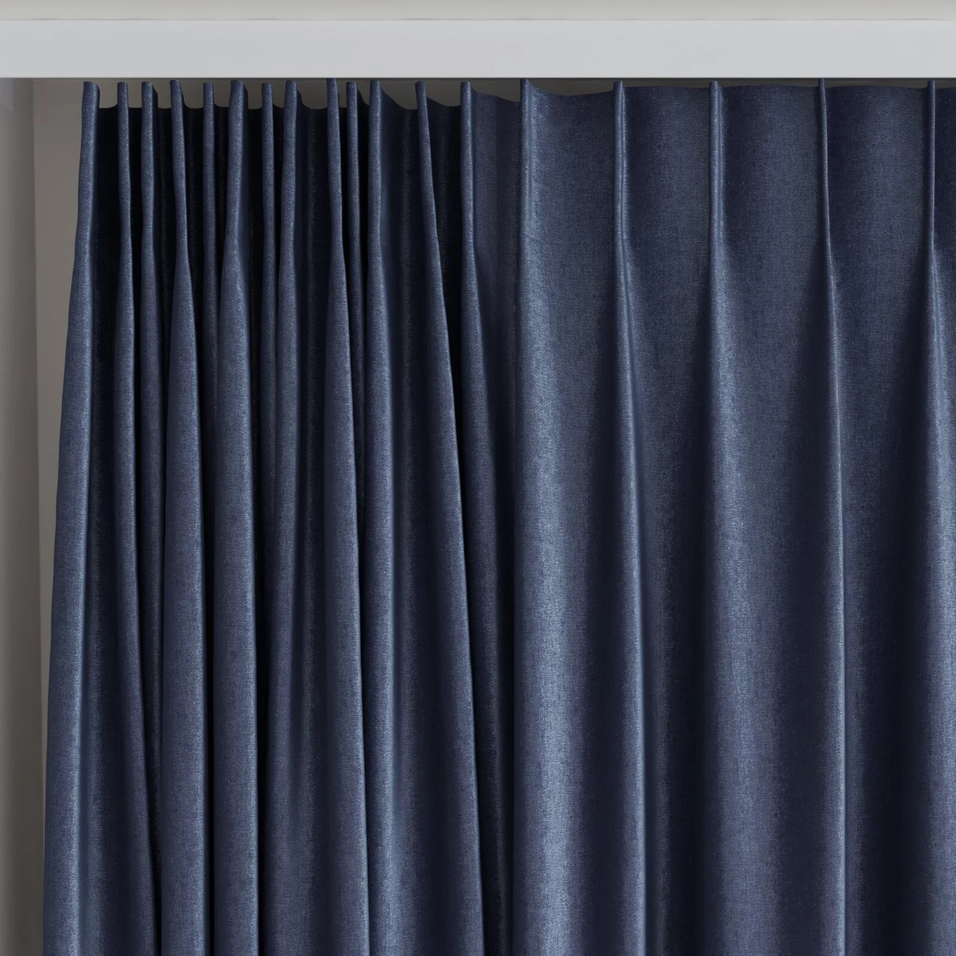 Top view of Recharge Indigo, on curtain rail