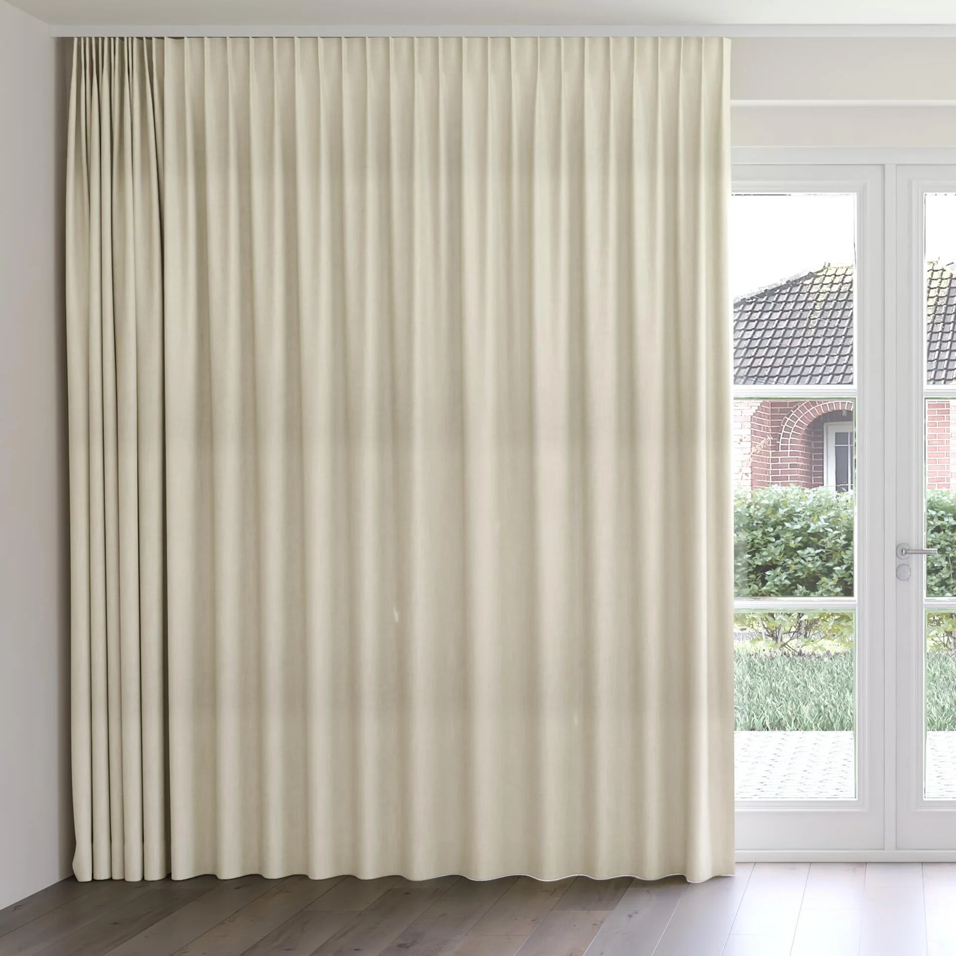 Front view of Lexicon Natural, on curtain rail