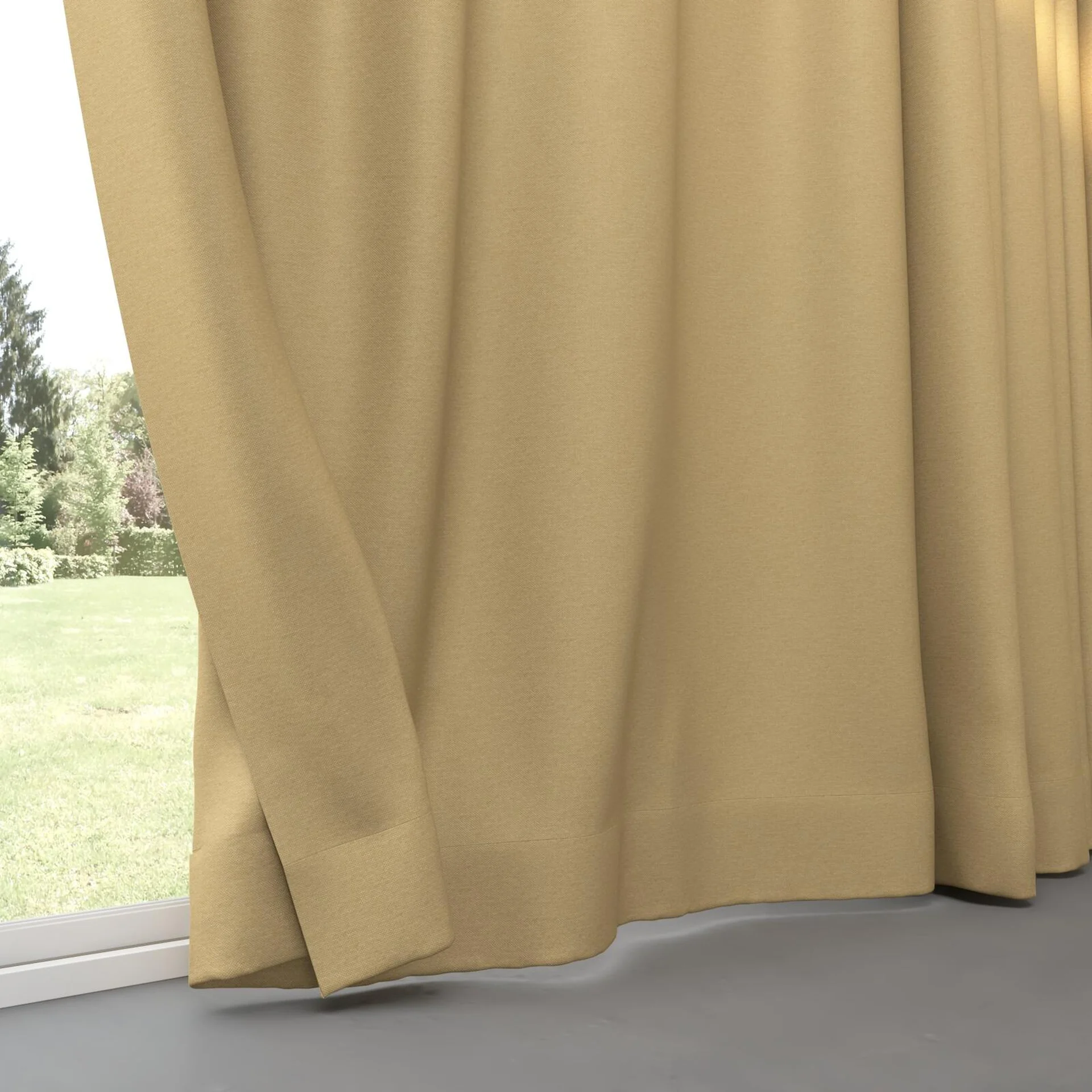 Bottom view of Duede Sun, pinch pleat