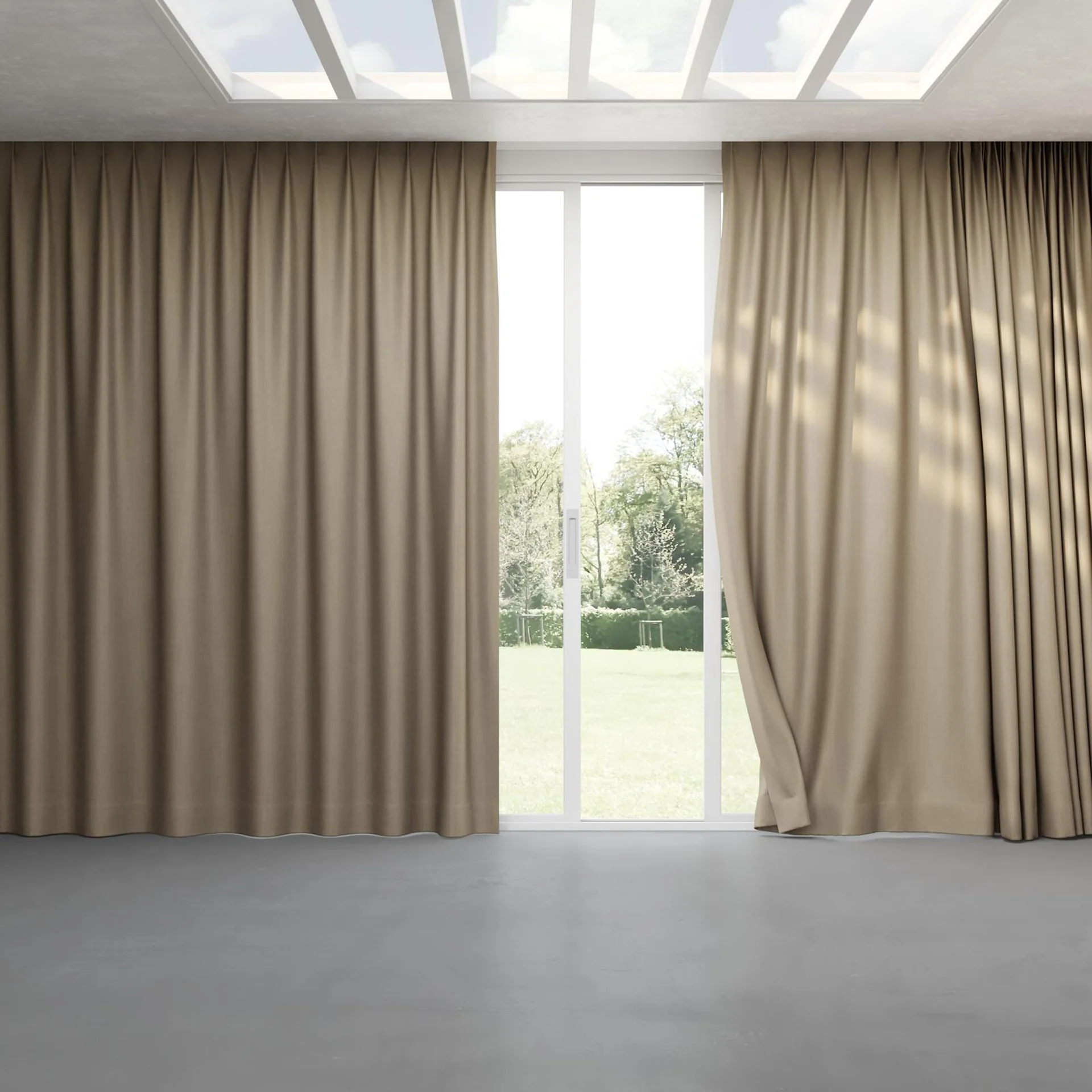 Full view of Gent Hazelnut, pinch pleat