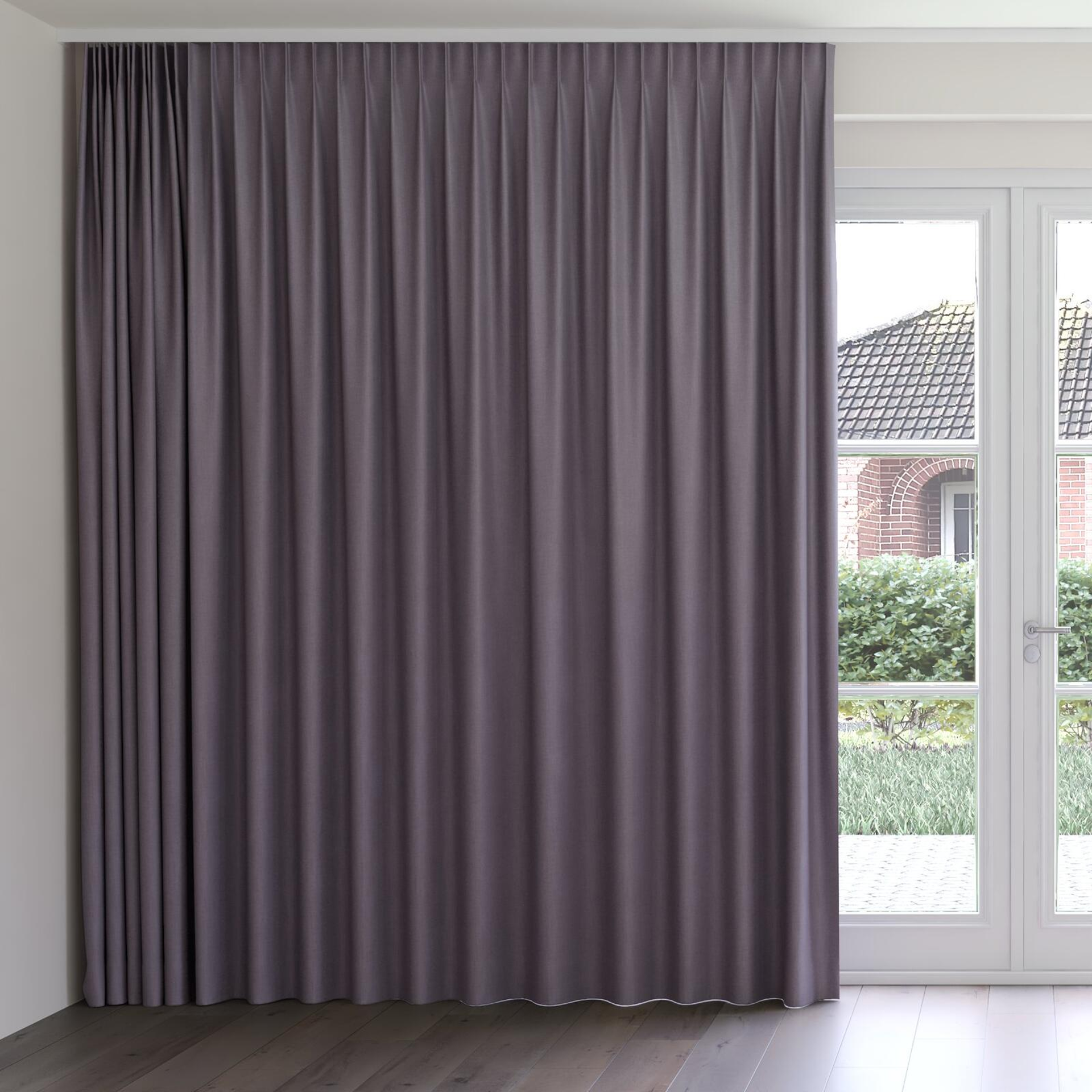 Front view of Cushy Slate, on curtain rail