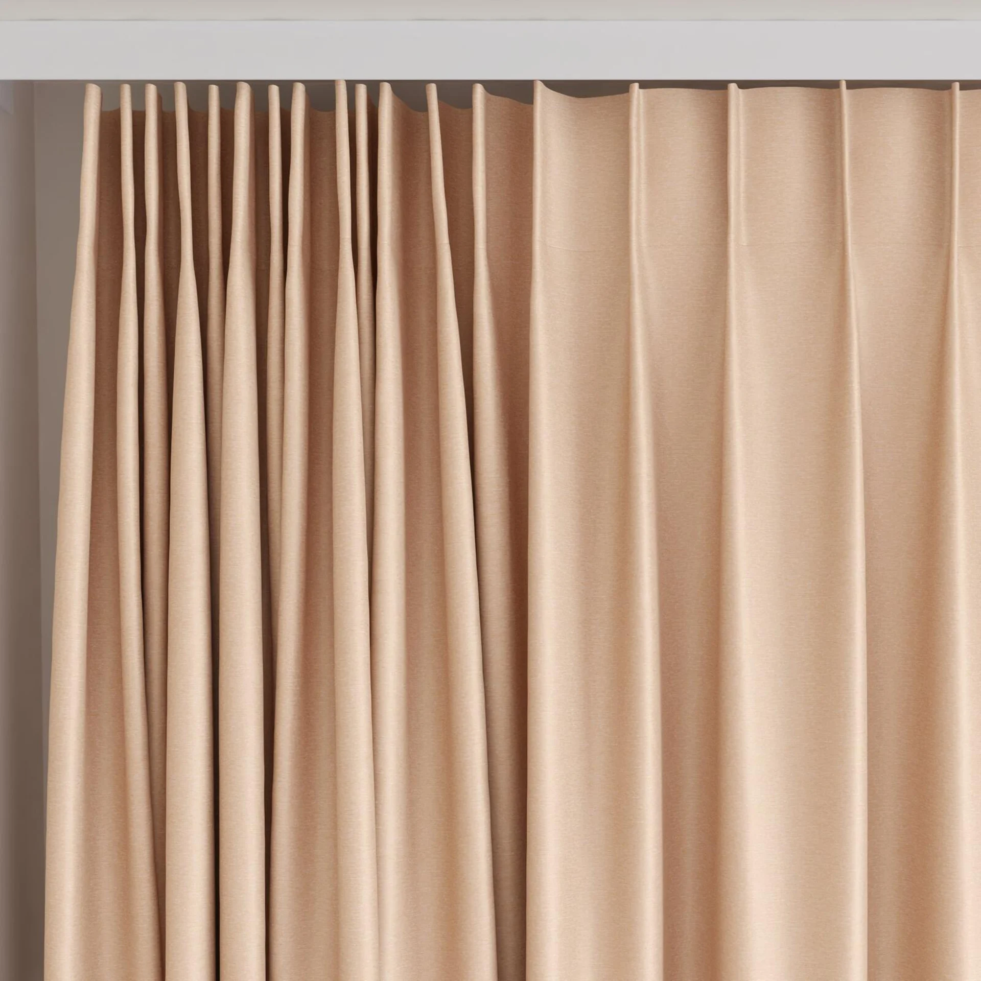 Top view of Stellar Blackout Mandarin, on curtain rail